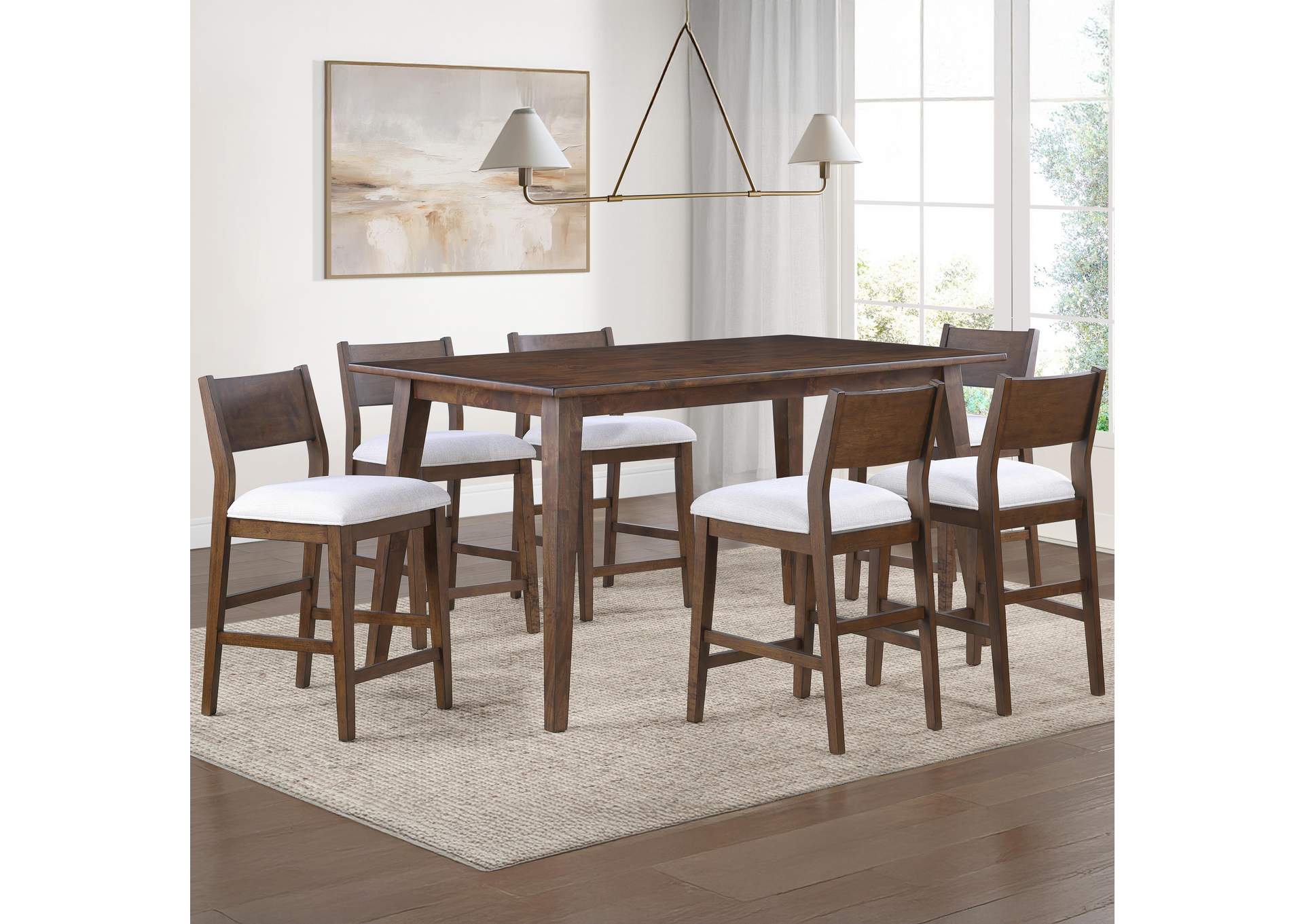 Canton Brown 7-Piece Counter Height Dining Set image 1