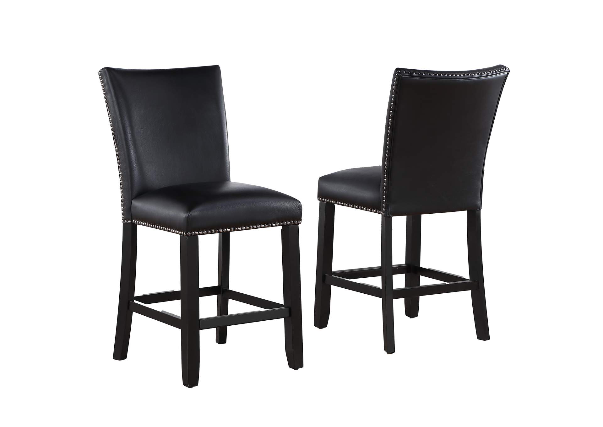 Camila Black Vegan Leather Counter Chair image 1