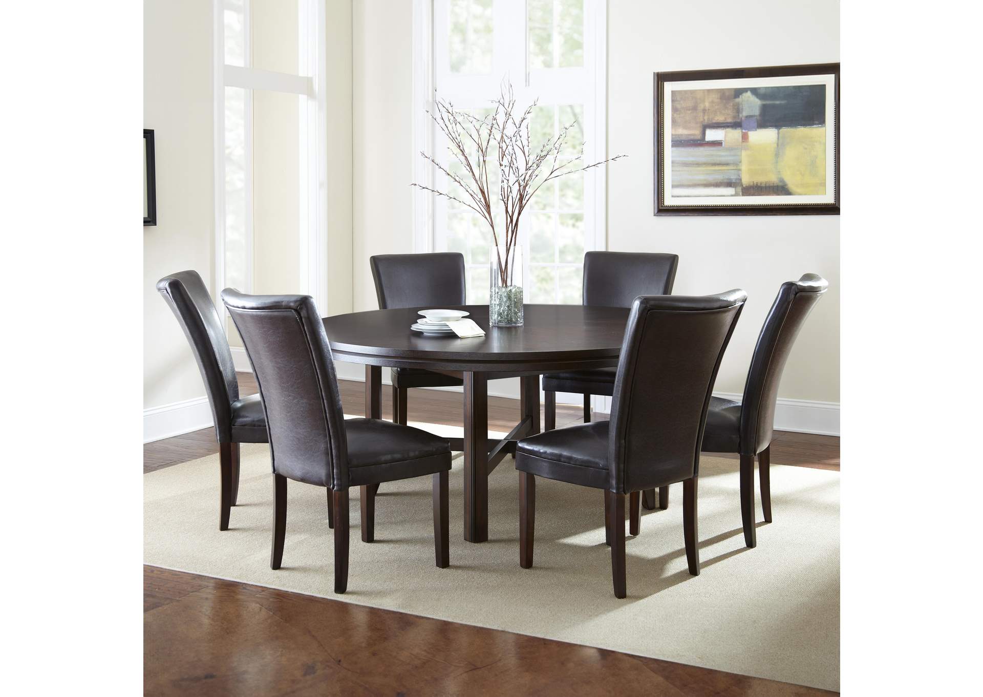 Hartford 72In Dining Set 7 Piece with Brown Chairs image 1