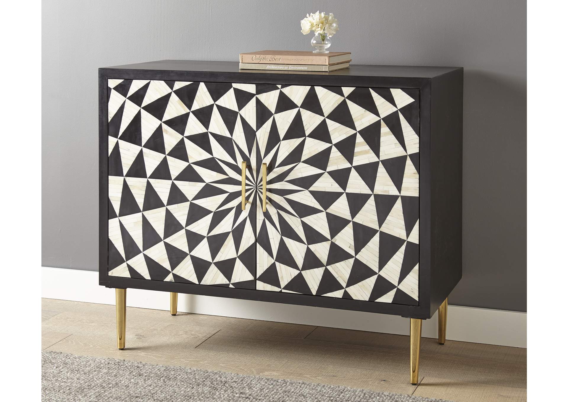 Benzara 2 Door Bone Inlay