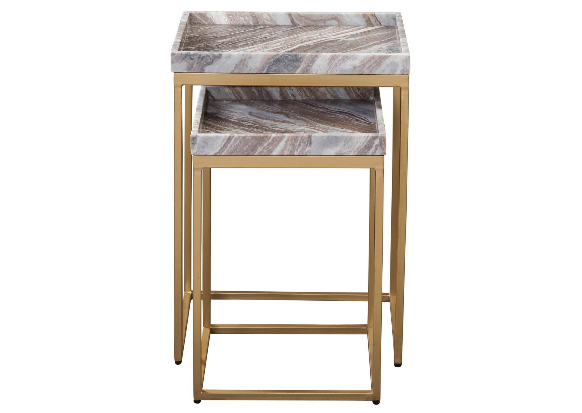 Chantel Brown Marble Top Nesting Tables image 1