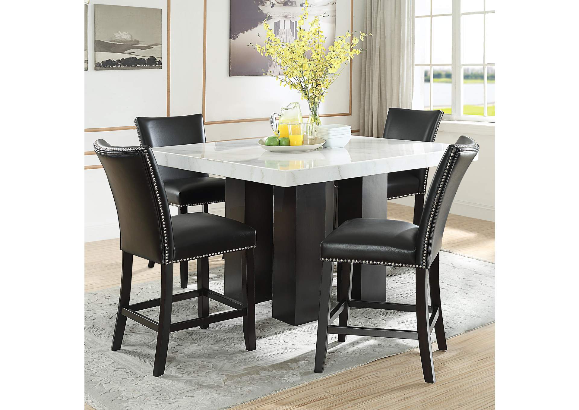 Camila Square 5-Piece Counter Set Black Chair image 1