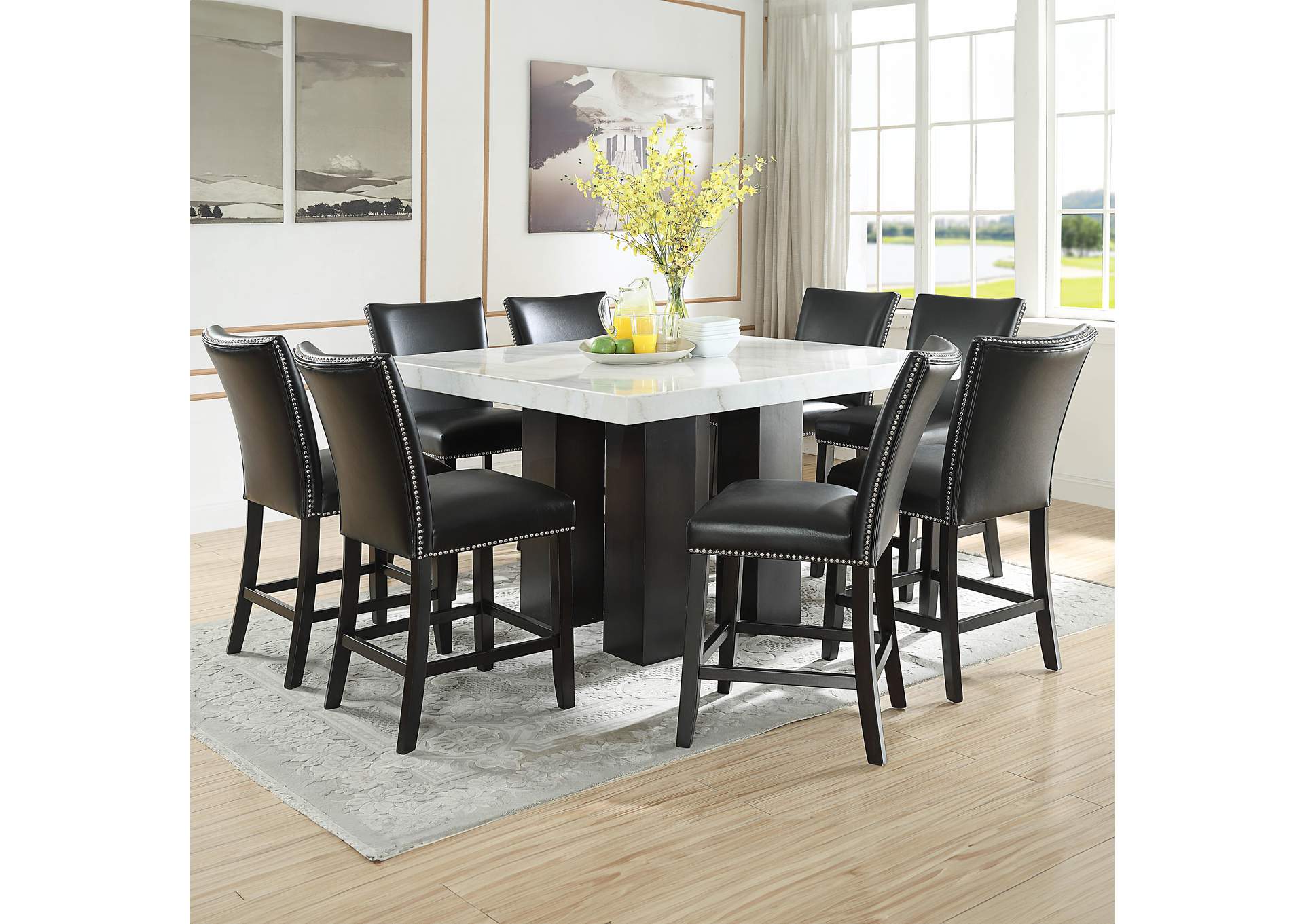 Camila 9-Piece Square Counter Set Black Chair image 1
