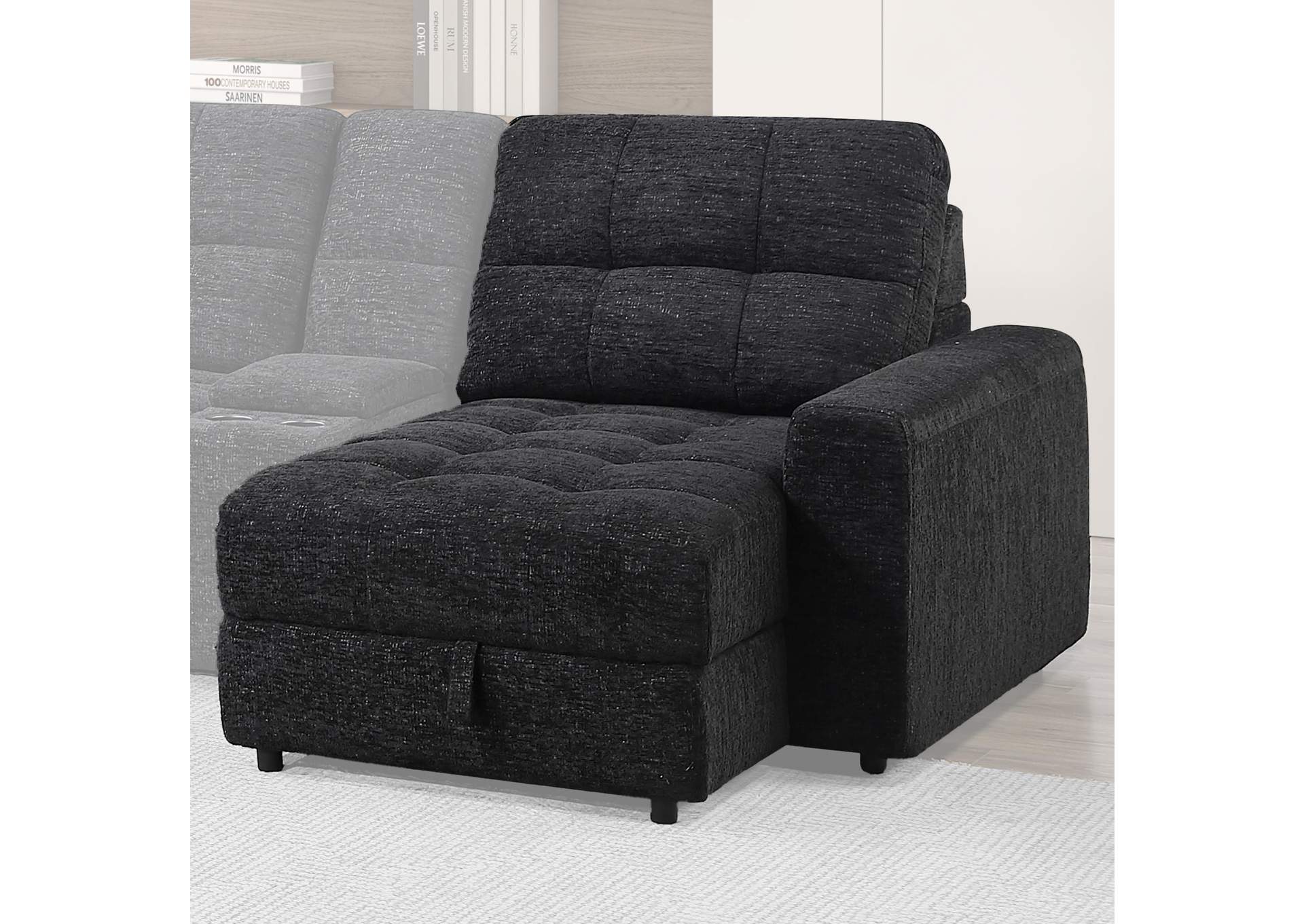 Snyder Black Right-Arm-Facing Chaise with Storage image 1
