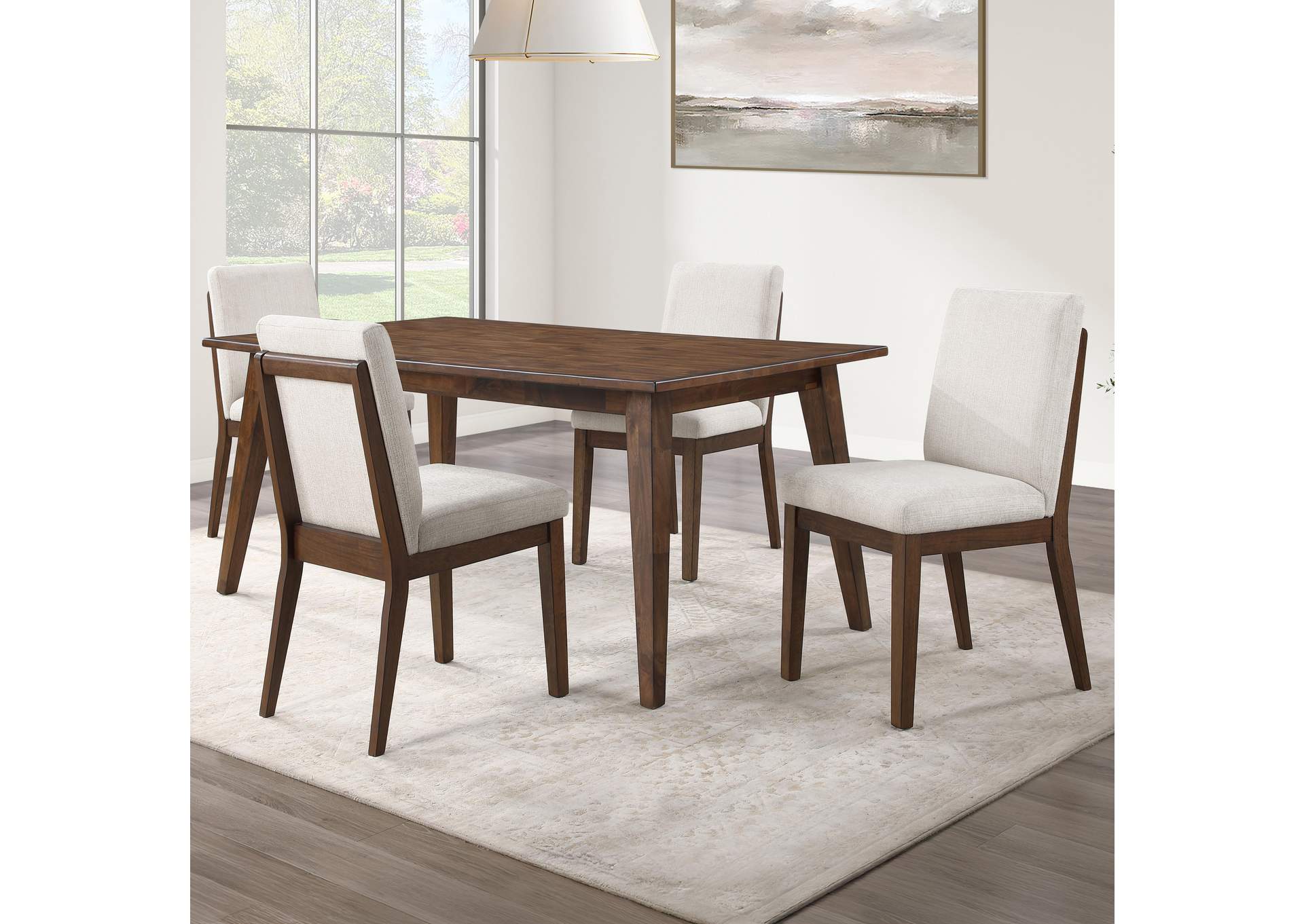 Canton 5-Piece 72″ Upholstered Side Chair Dining Set image 1