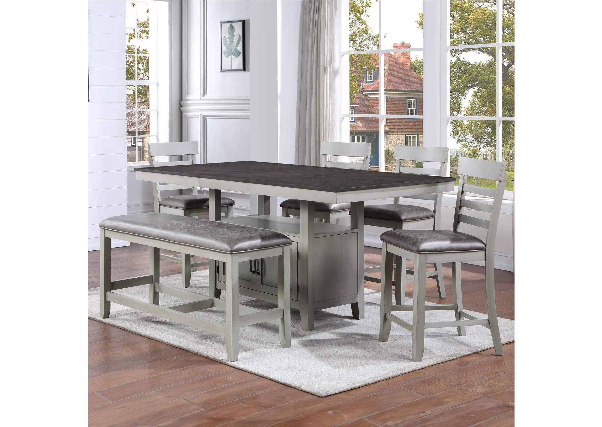 Hyland Gray 6-Piece Counter Height Dining Set image 1