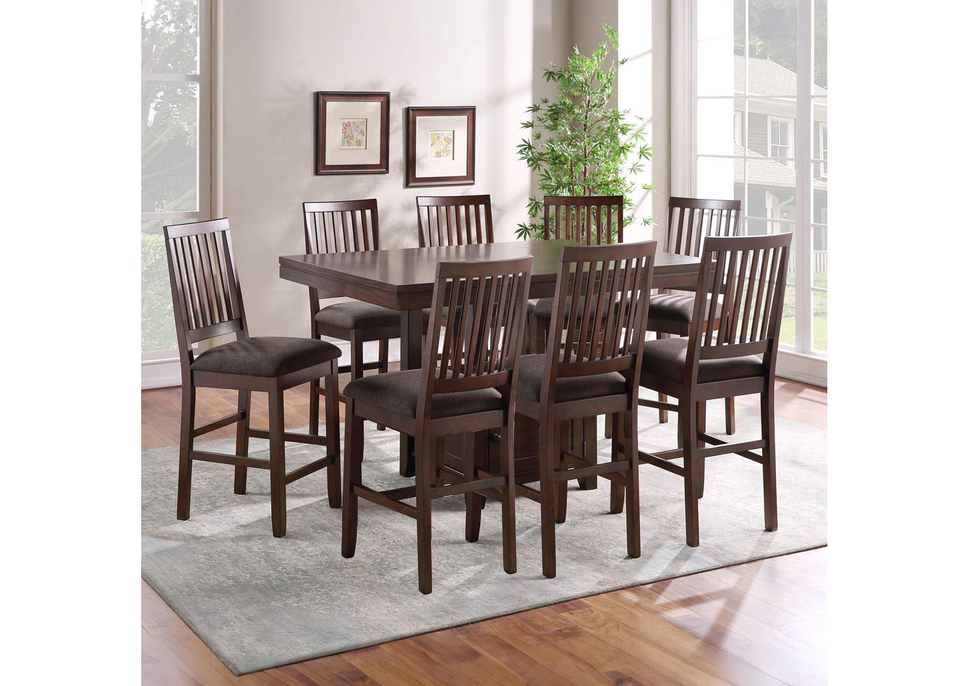 Yorktown Brown 9-Piece Counter Height Dining Set image 1