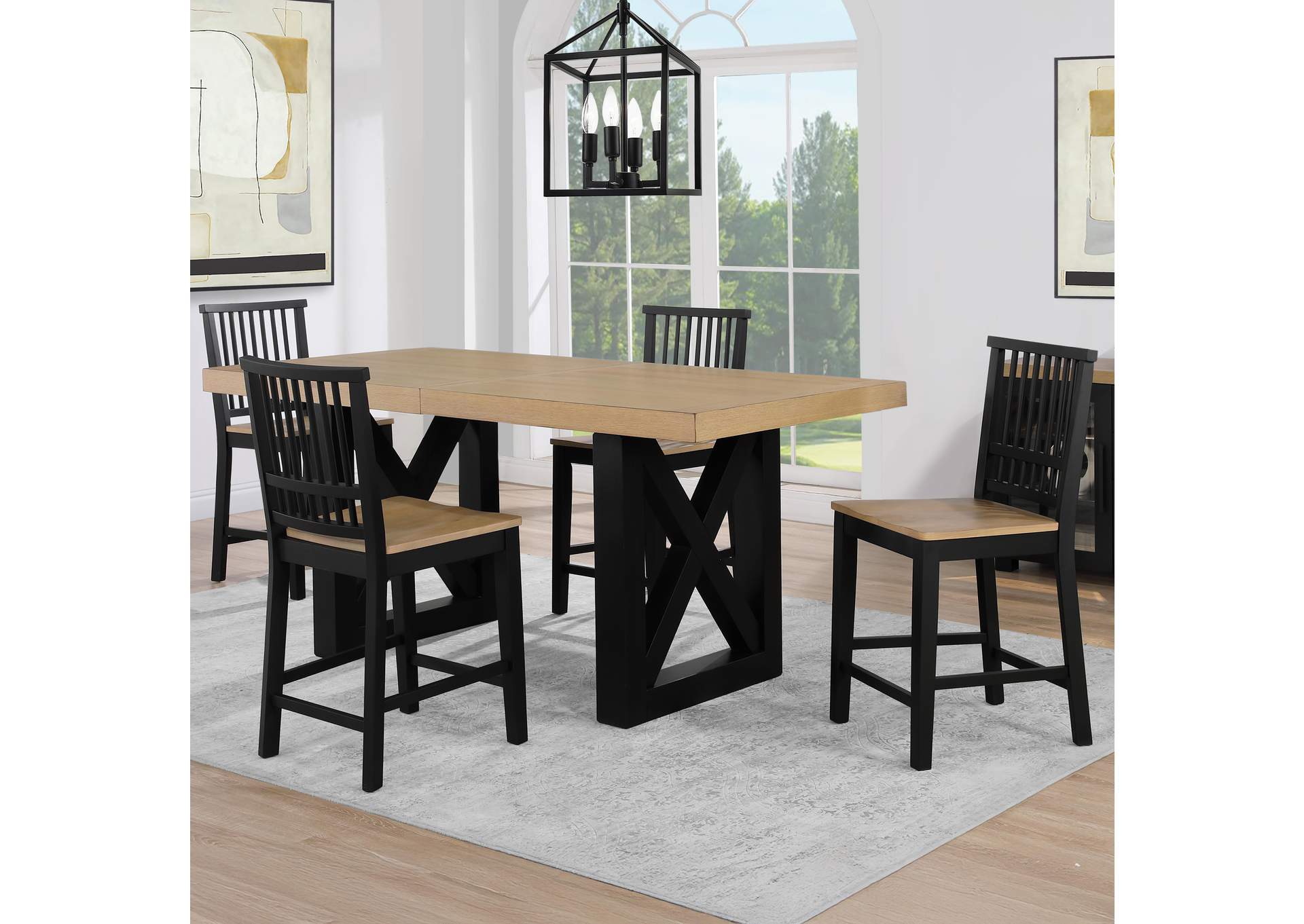 Magnolia 5-Piece Counter Table Dining Set, Black Base image 1