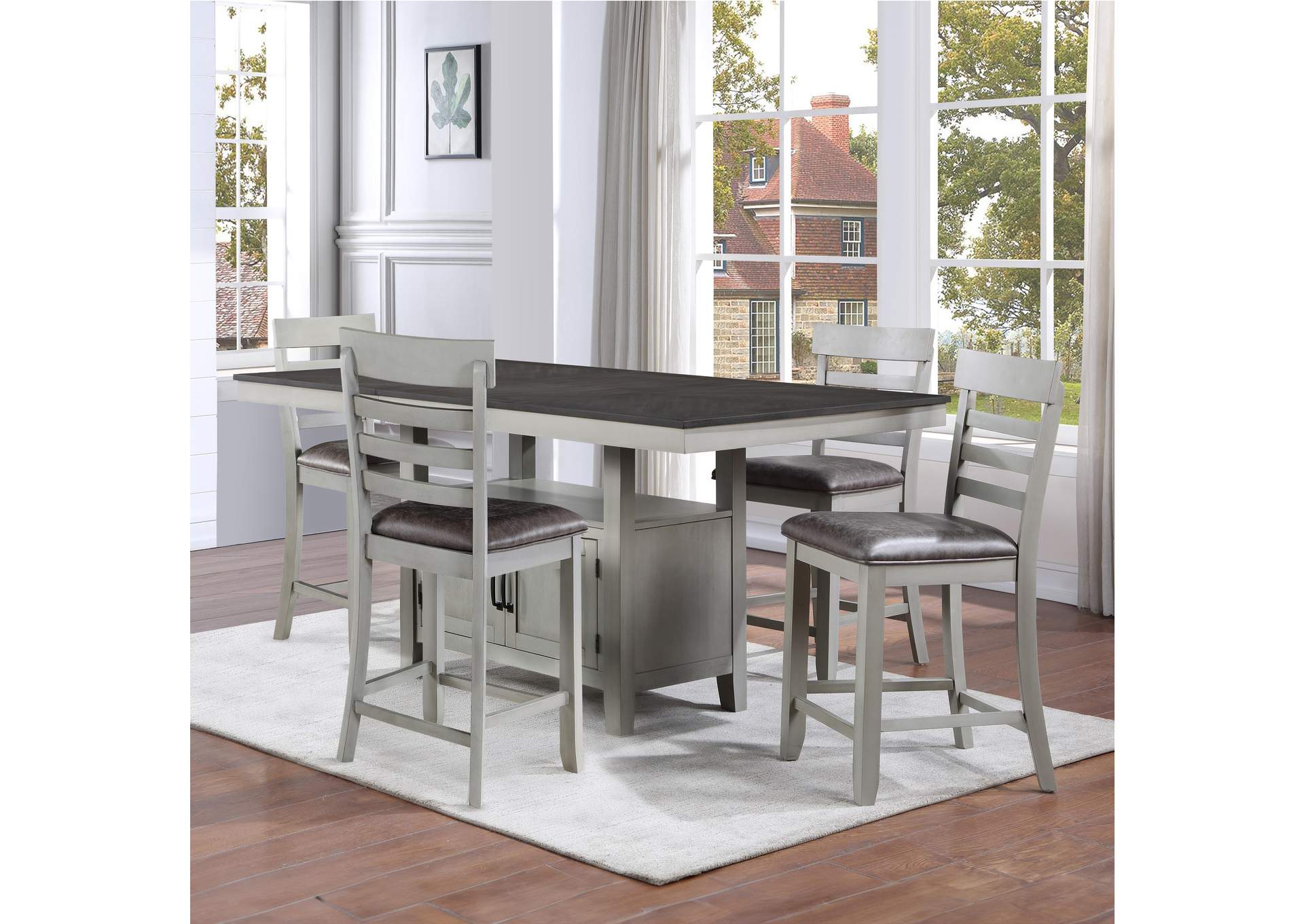 Hyland Gray 5-Piece Counter Height Dining Set image 1