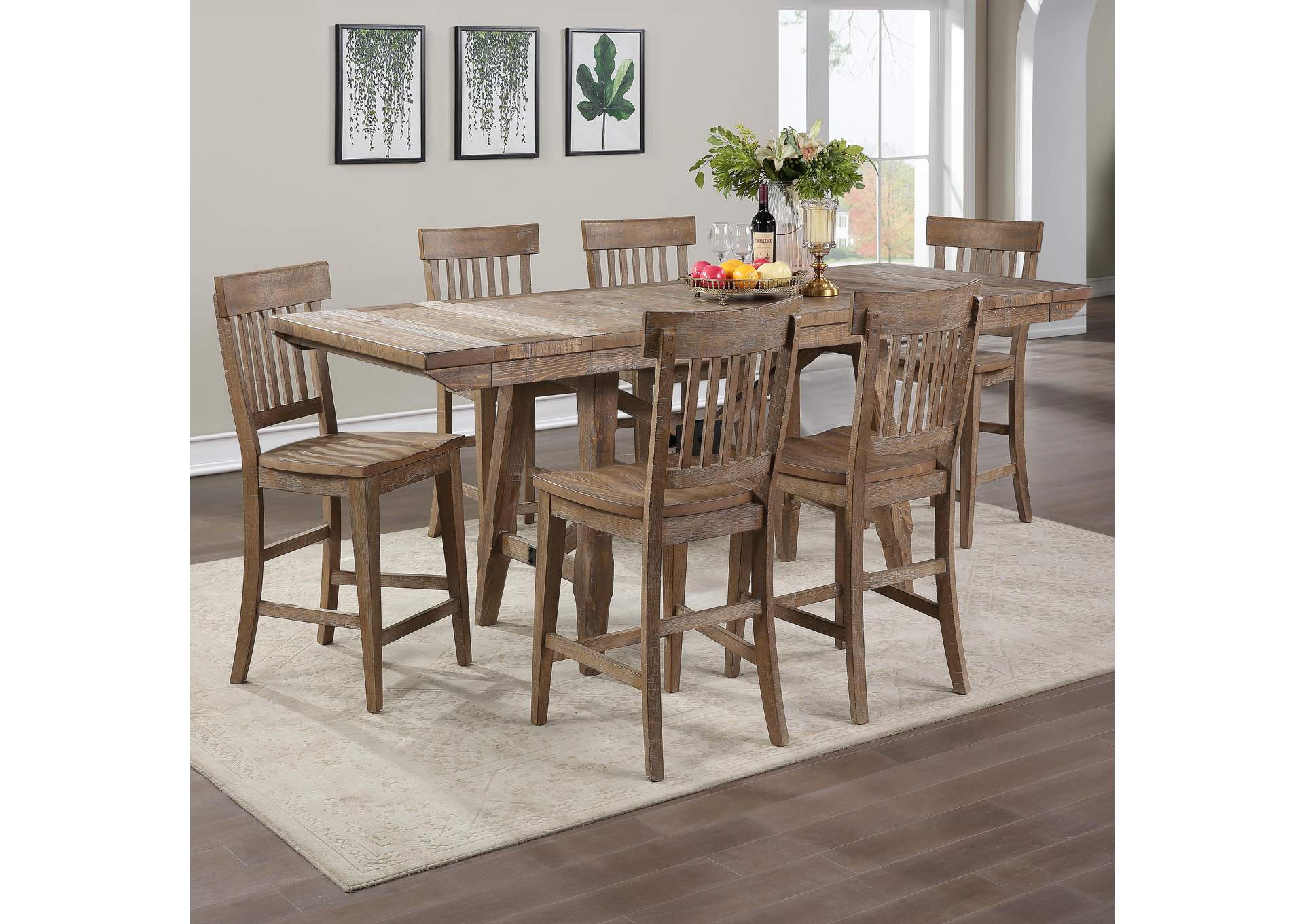 Riverdale Brown 7-Piece Counter Height Dining Set image 1