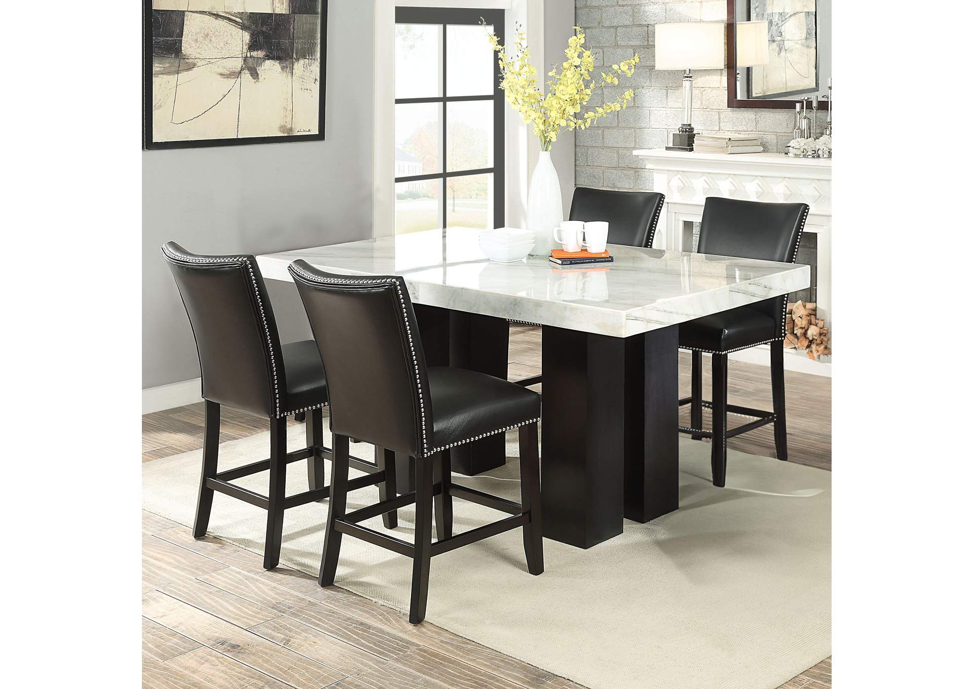 Camila 5-Piece Rectangle Counter Set Black Chair image 1
