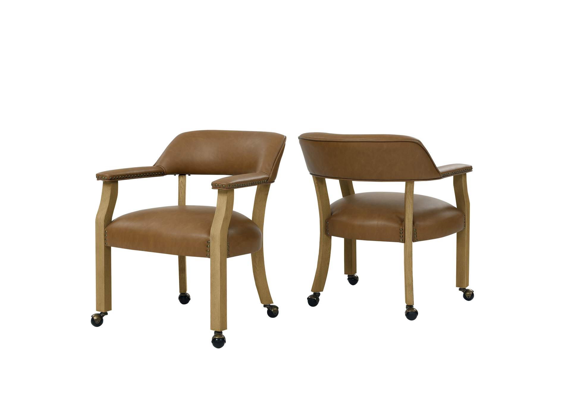 Rylie Castered Captain'S Chair, Camel Vegan Leather
