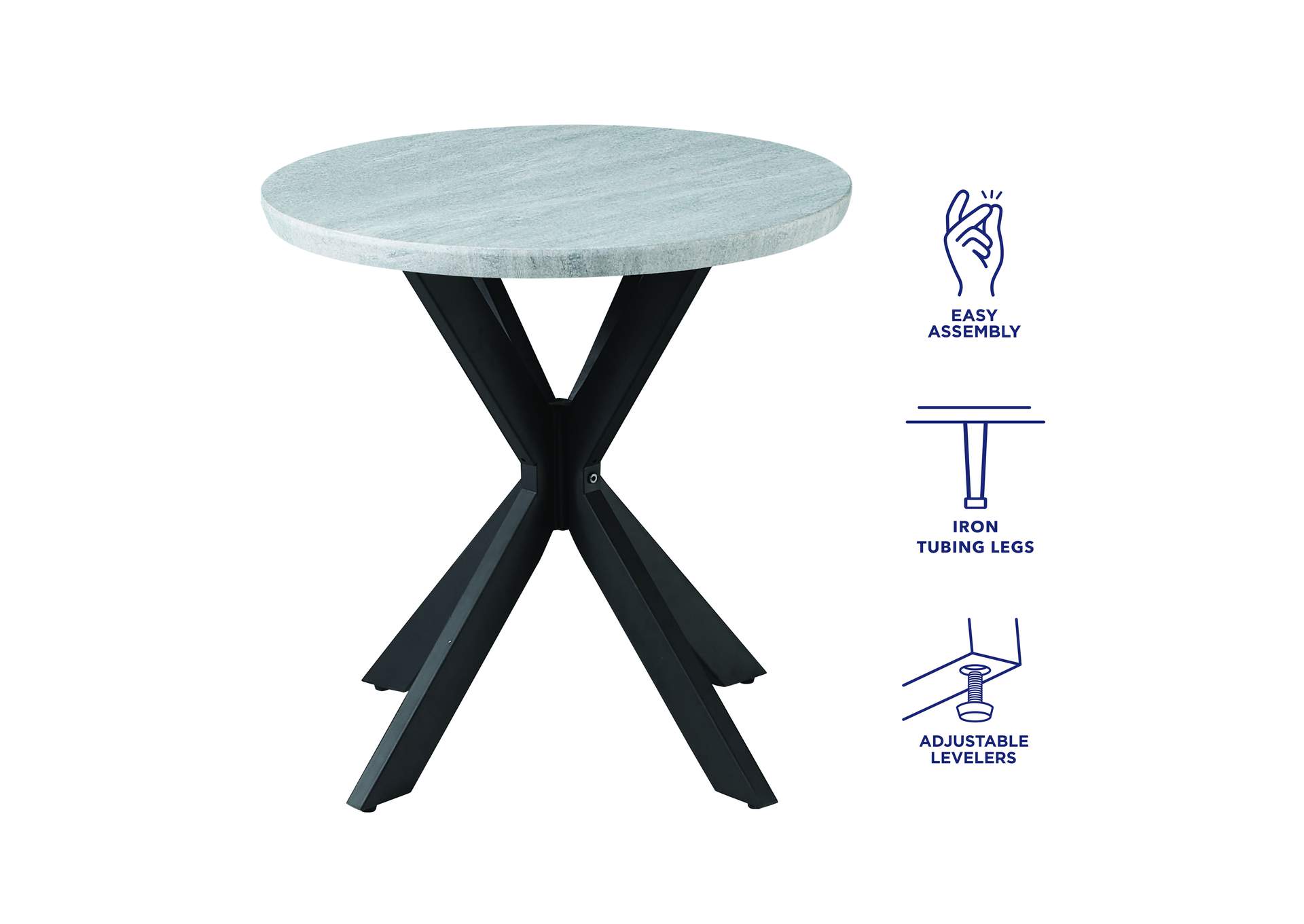 Keyla Faux-Marble Round End Table