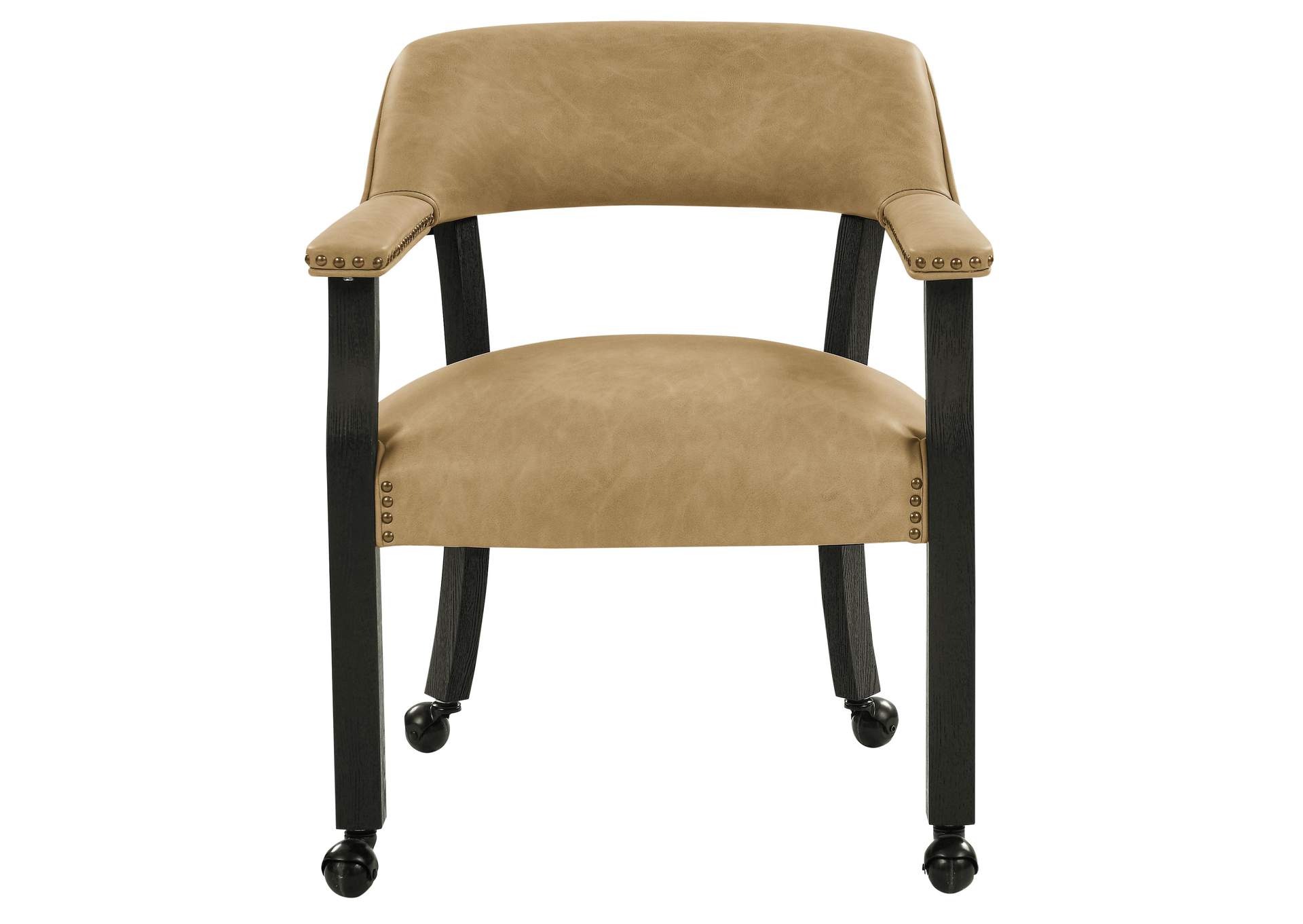 Rylie Captains Chair, Black Finish With Sand Vegan Leather