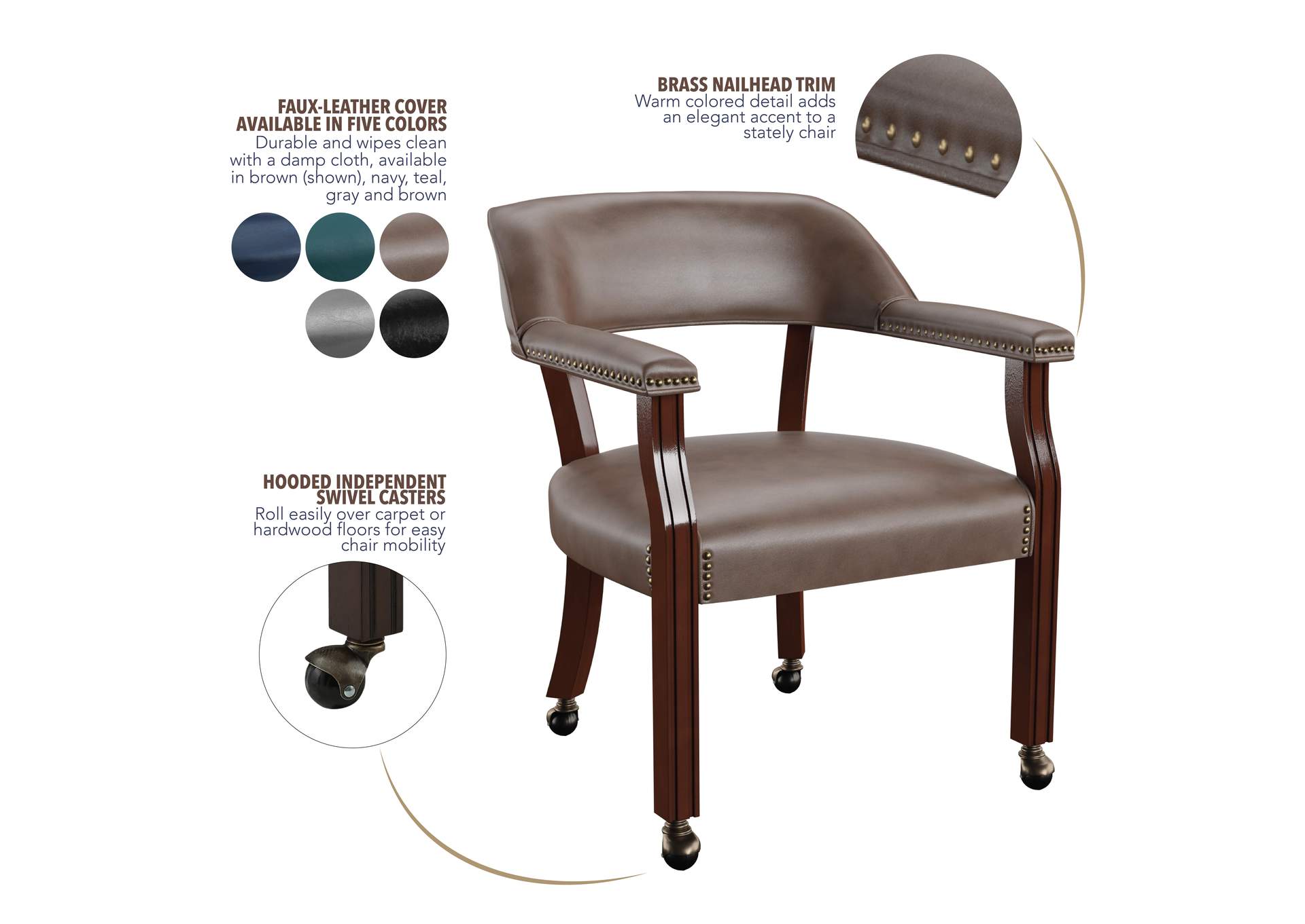 Tournament 5-Piece Dining - Game Table Set Brown image 4