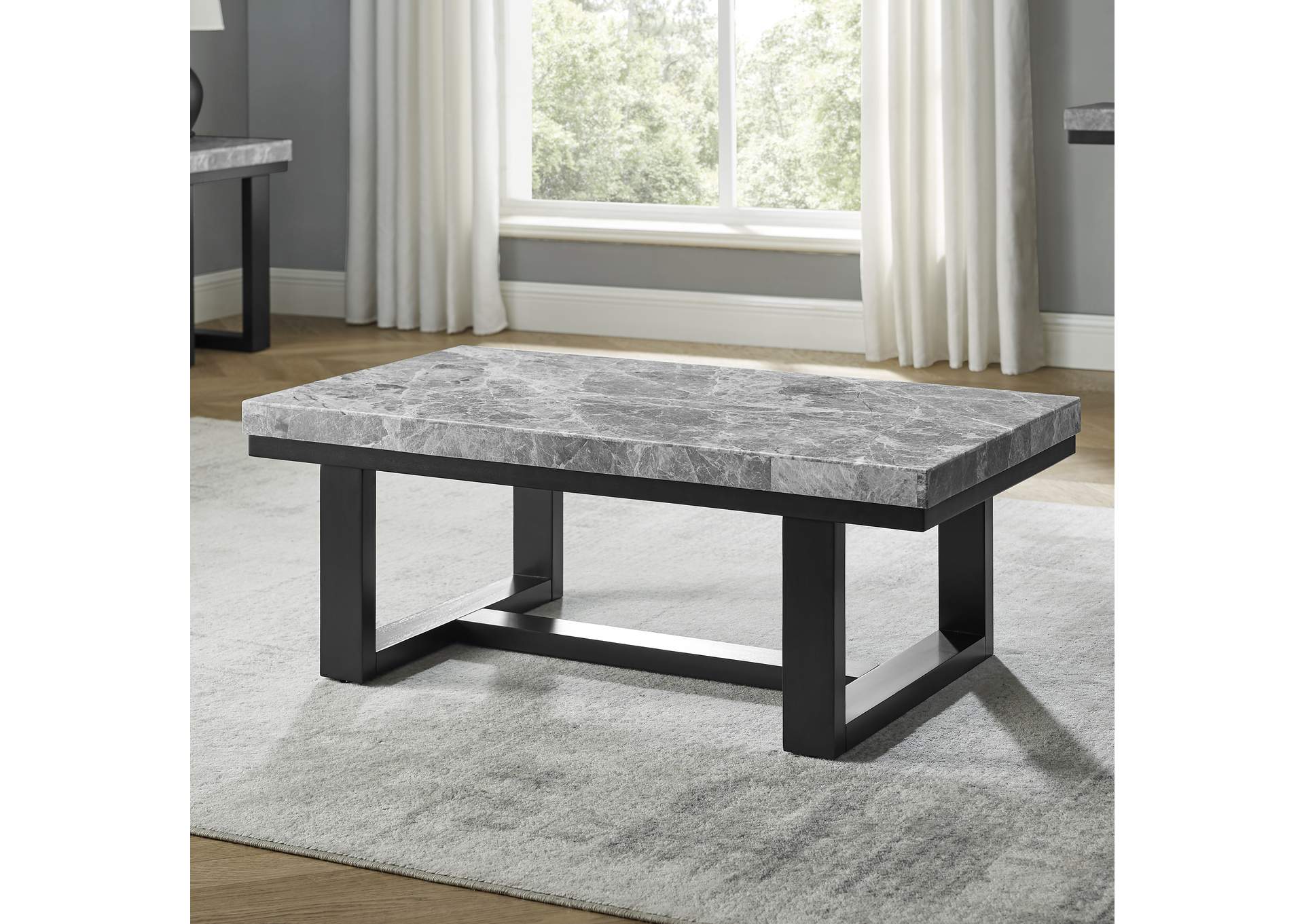 Lucca Gray Marble Top Coffee Table