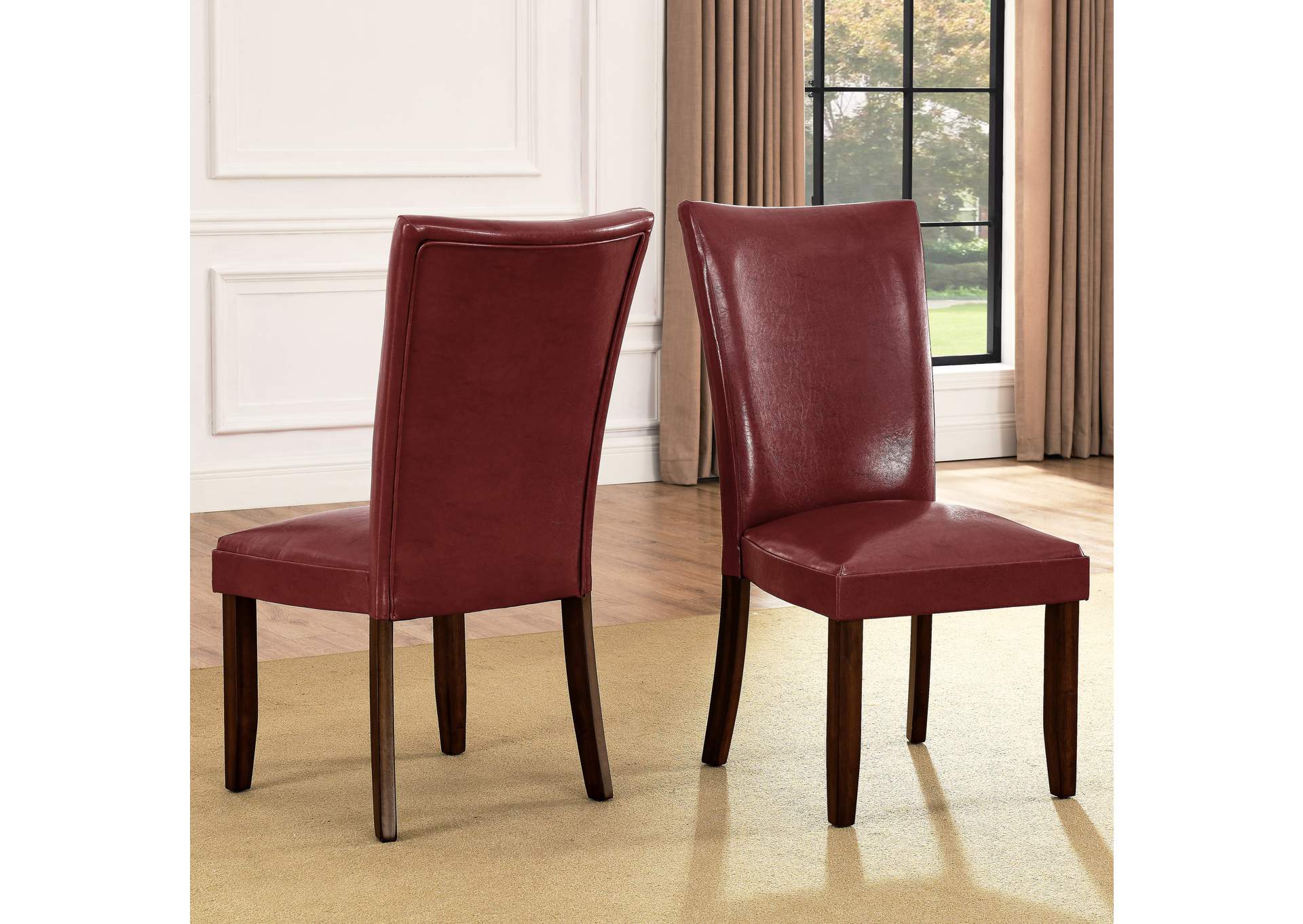 Hartford 72In Dining Set 7 Piece with Red Chairs image 3