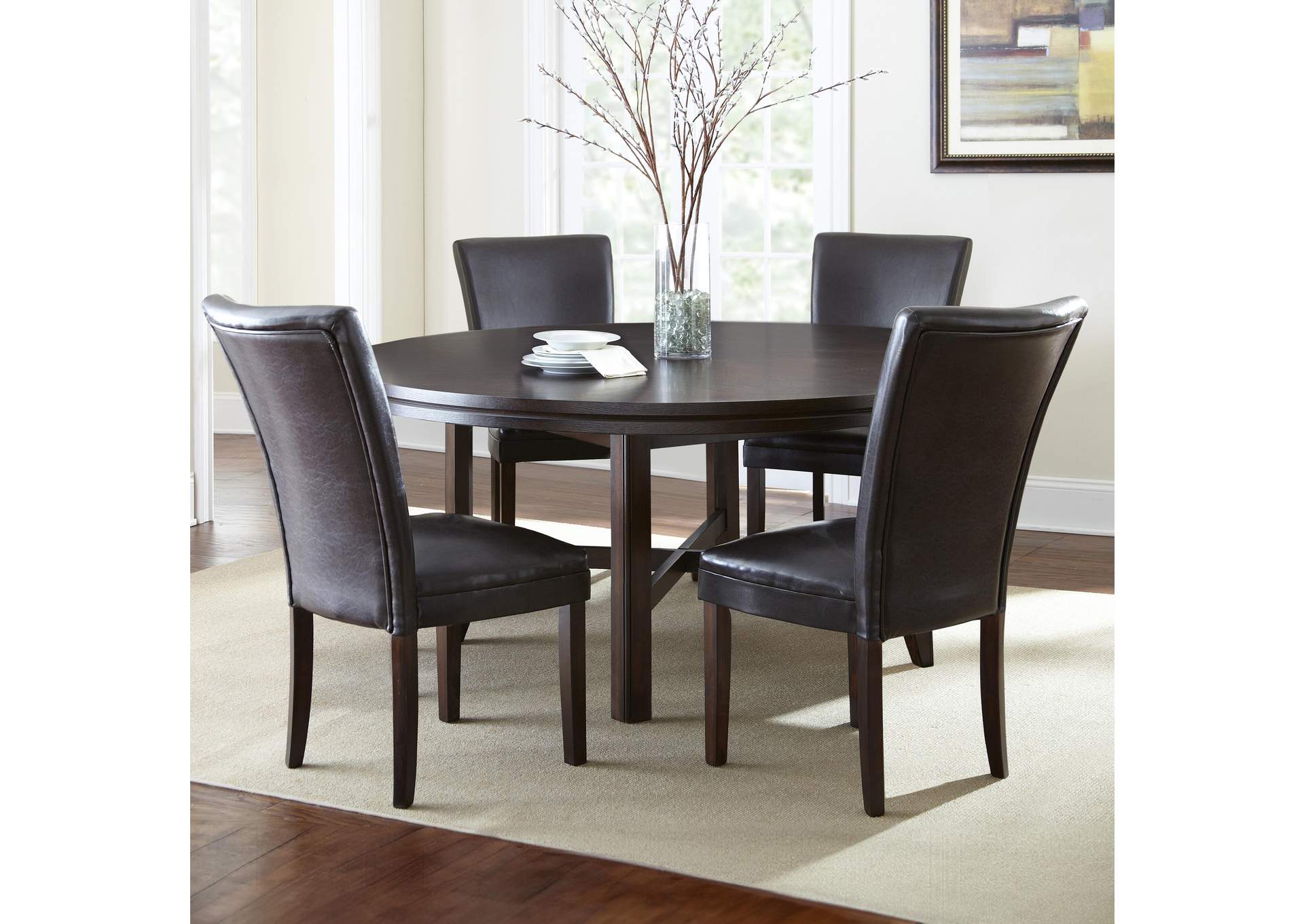 Hartford 72In Dining Set 5 Piece with Brown Chairs