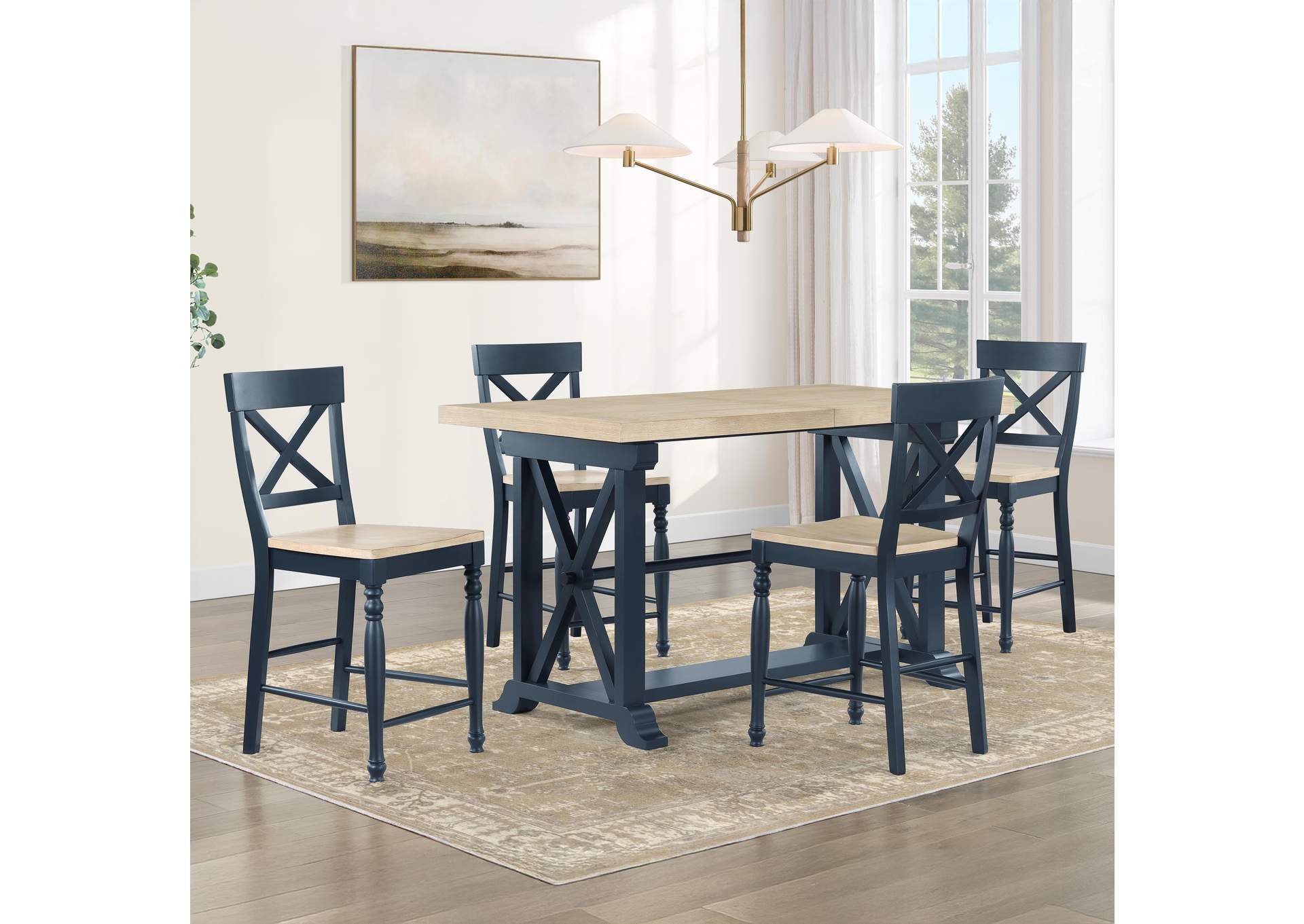 Darcy Blue 5-Piece Counter Height Dining Set image 1
