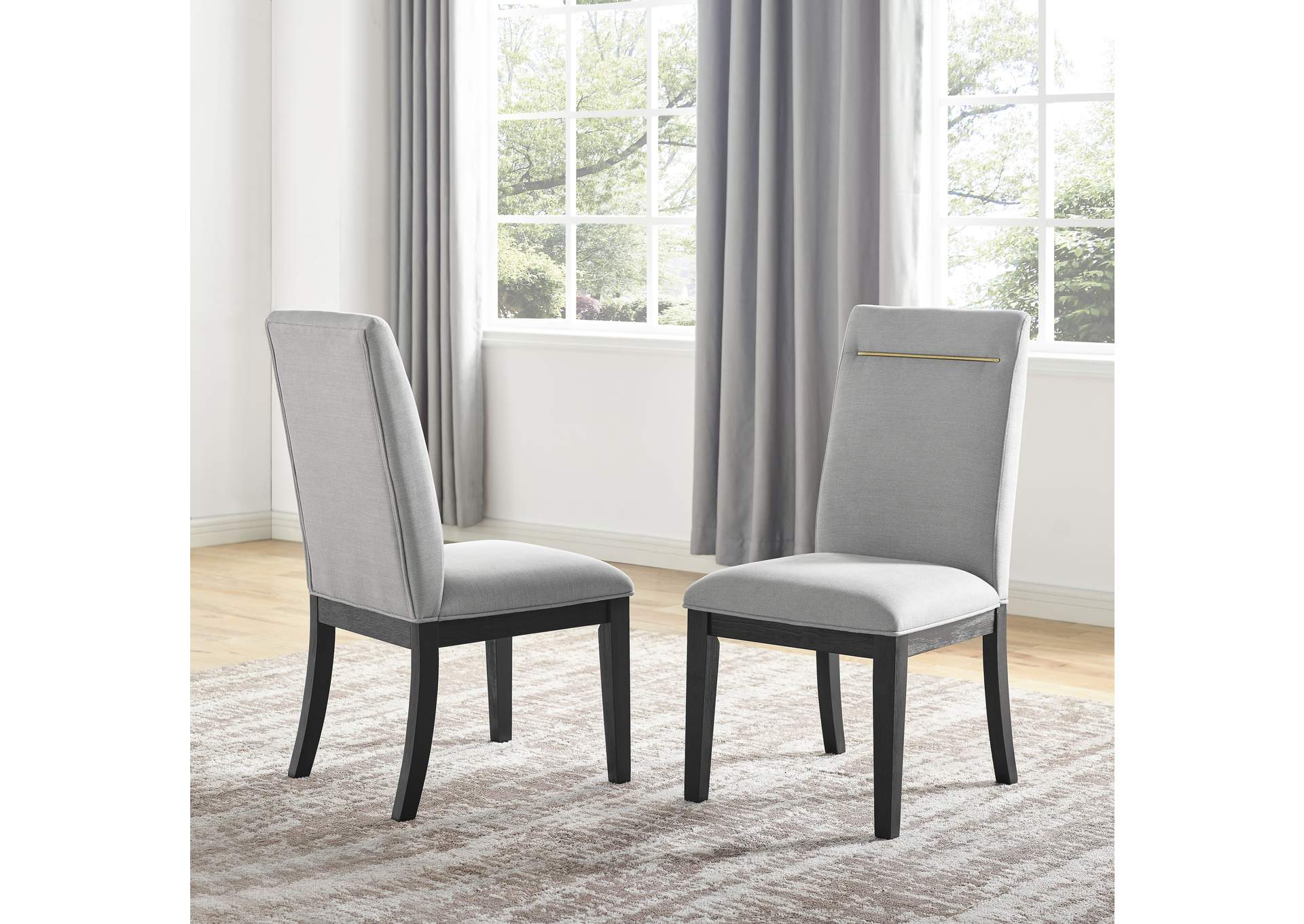 Yves Black Dining Table with 4 Grey Chairs image 4