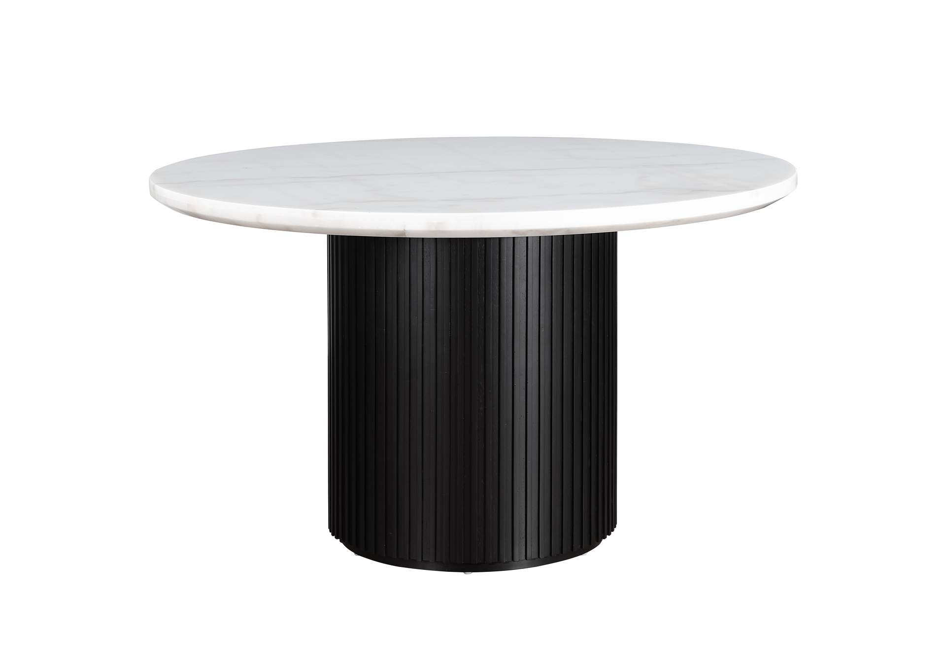 Colvin 52-Inch Round White Marble Table, Black Base image 1