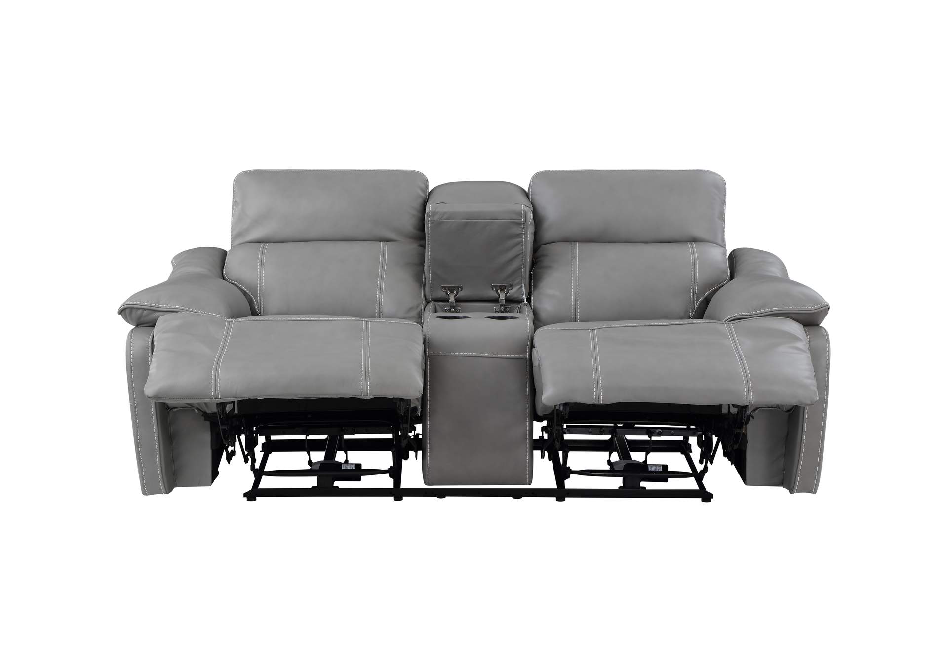Alpine Leather Dual-Power Reclining Console Loveseat