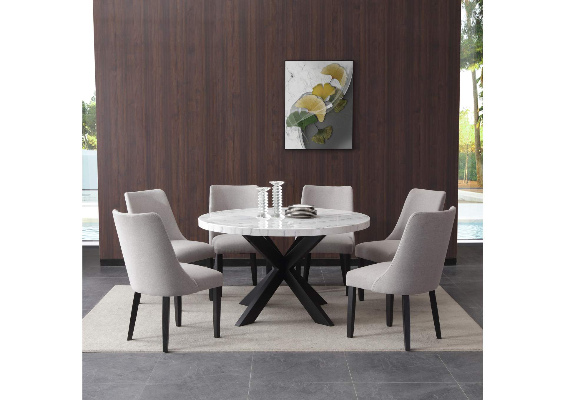 Xena White Round Marble Dining Table