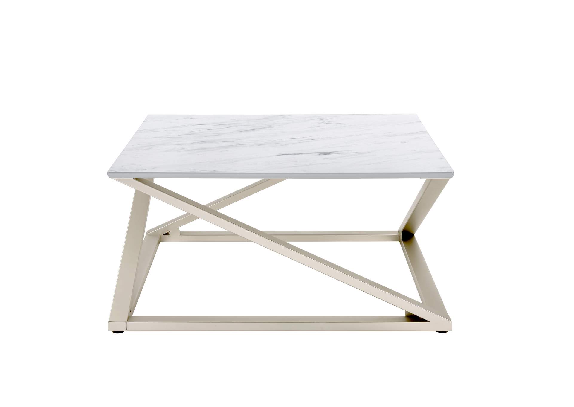 Zurich Faux White Marble Top Cocktail Table image 1