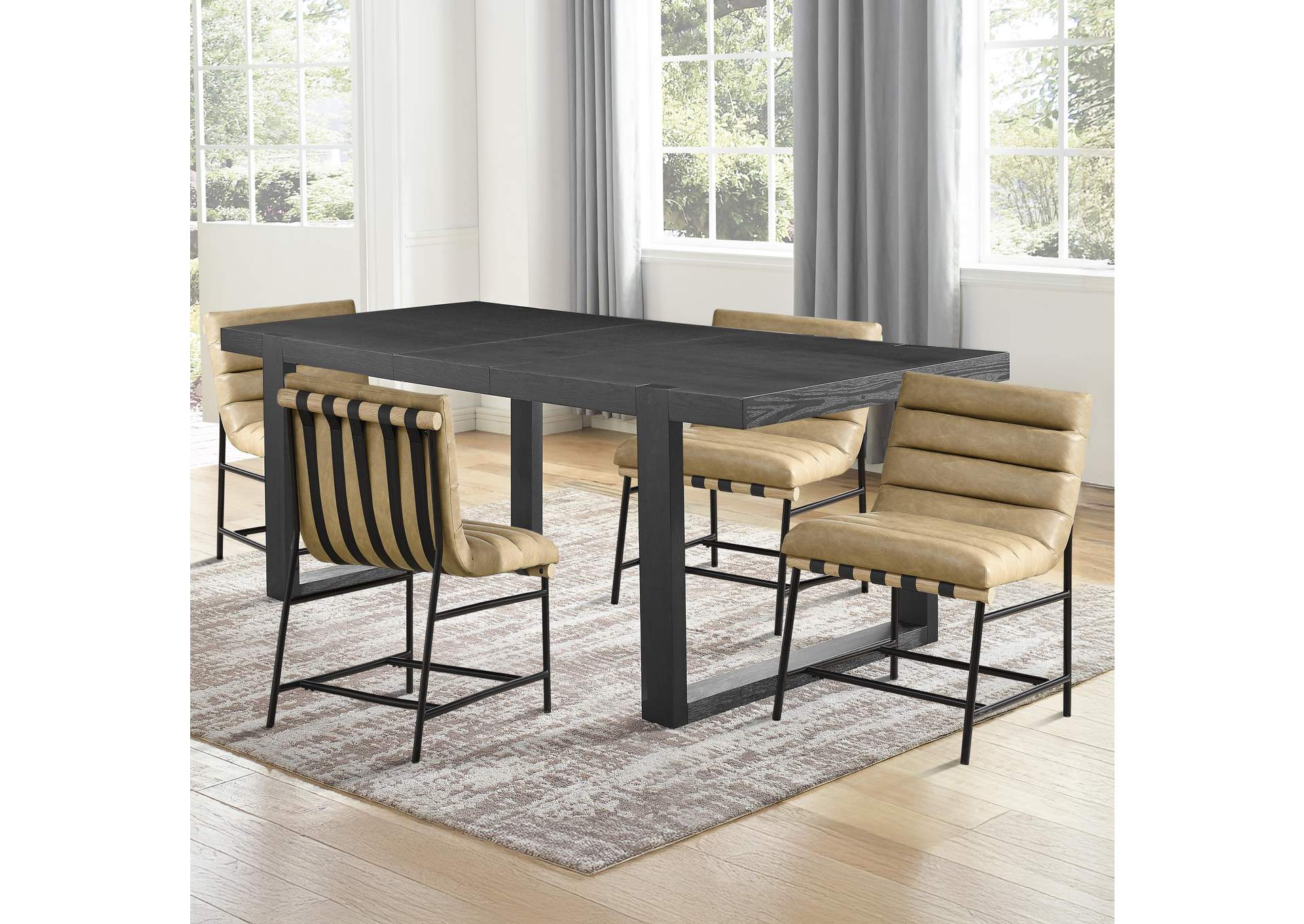 Yves Black 5-Piece Dining Table Set with Nicco Chairs image 1