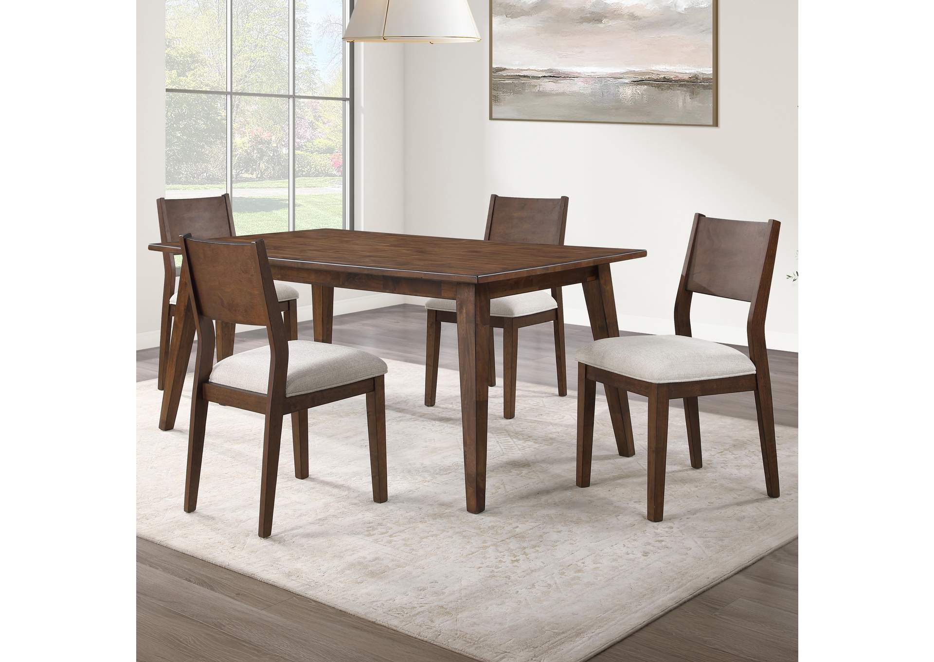 Canton 72" Solid Wood Table, 4 Side Chairs image 1