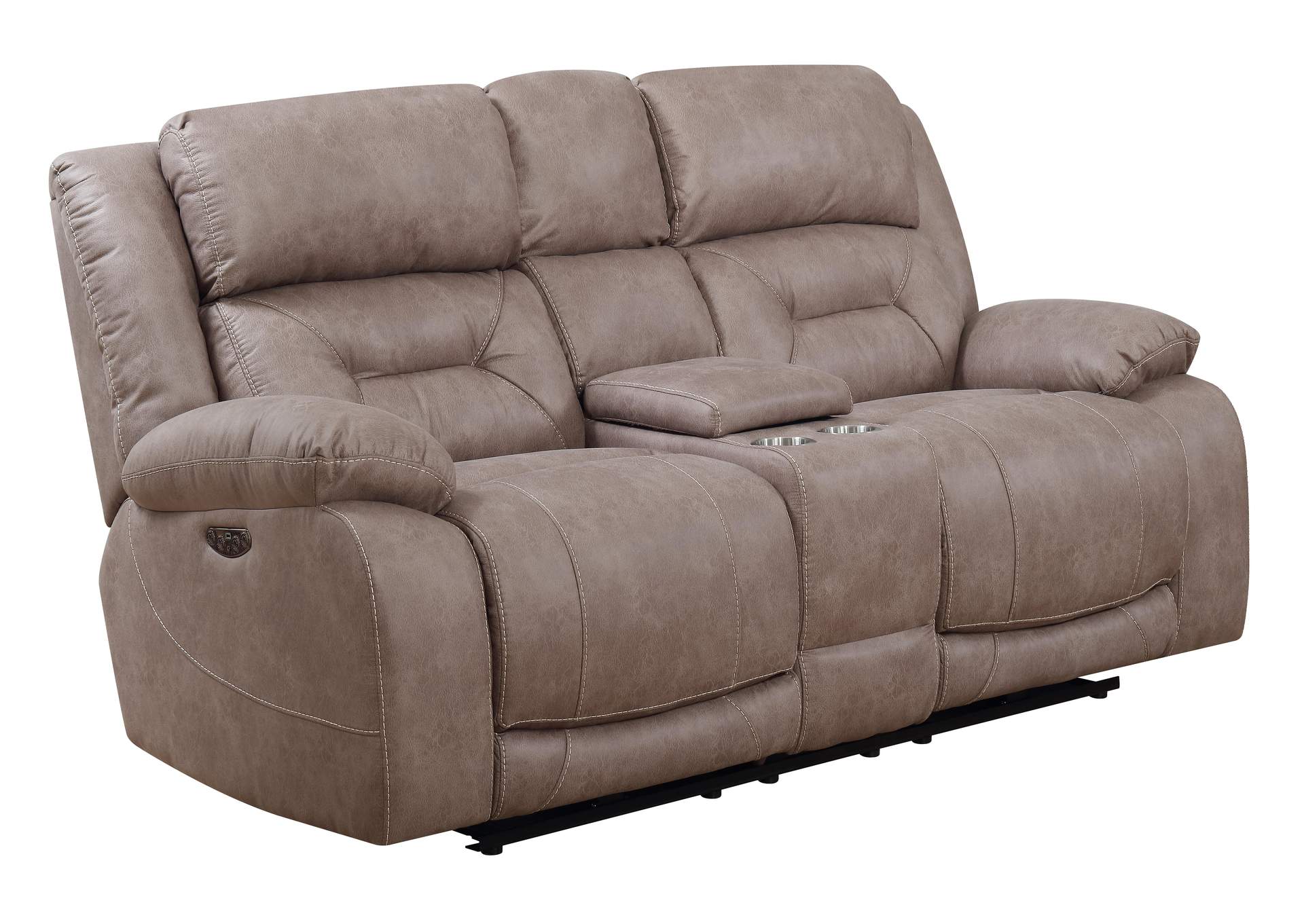 Aria Sand Dual-Power Loveseat with Console image 1