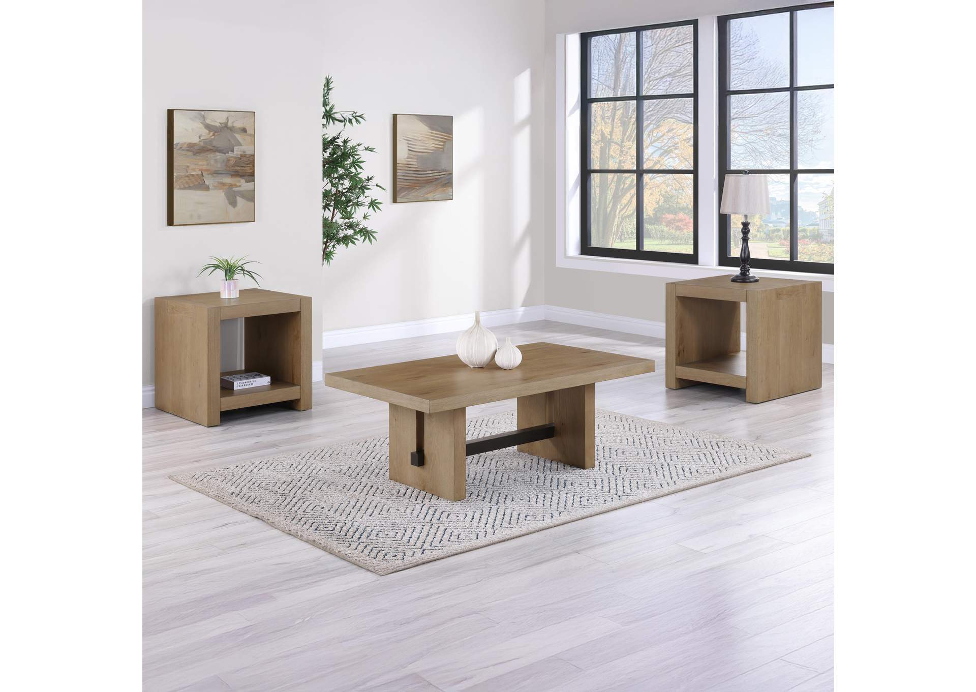 Aubrey 3-Piece Table Set, Brown image 1