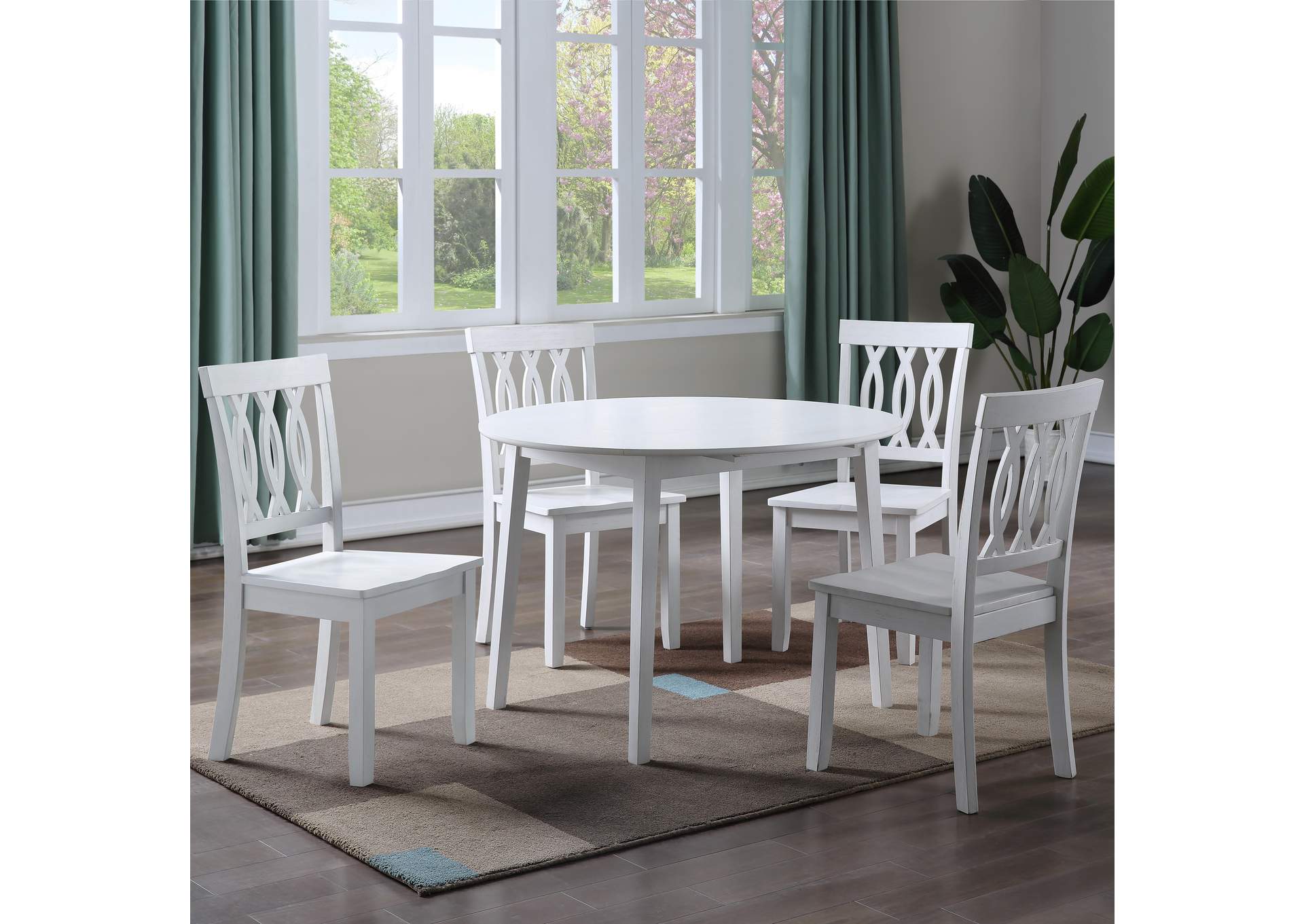 Naples White 5-Piece Drop Leaf Dining Set image 1
