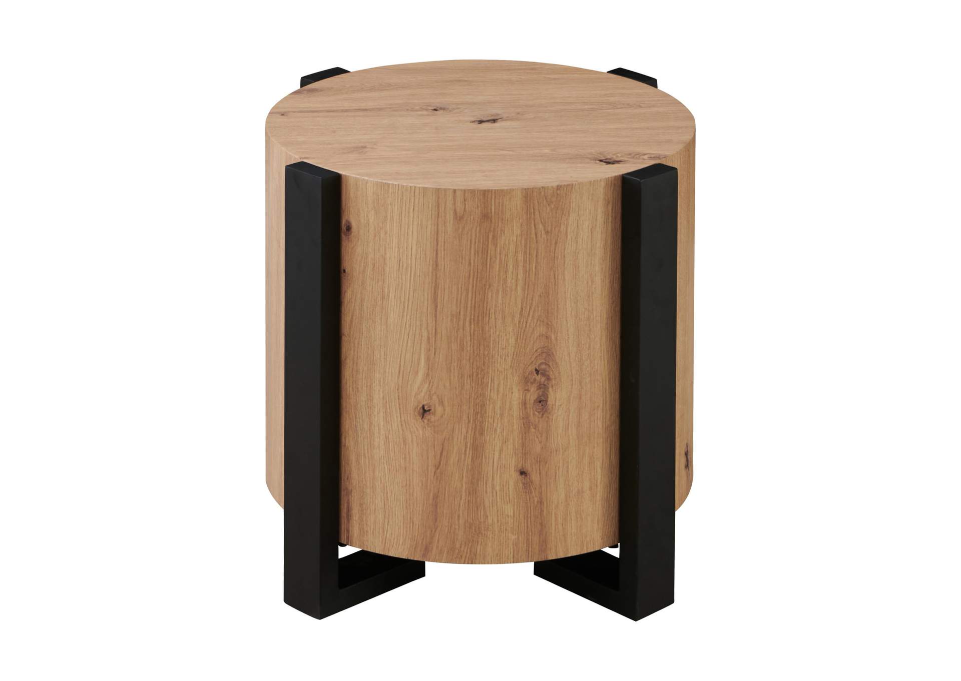 Darcie Faux-Wood Round End Table image 1