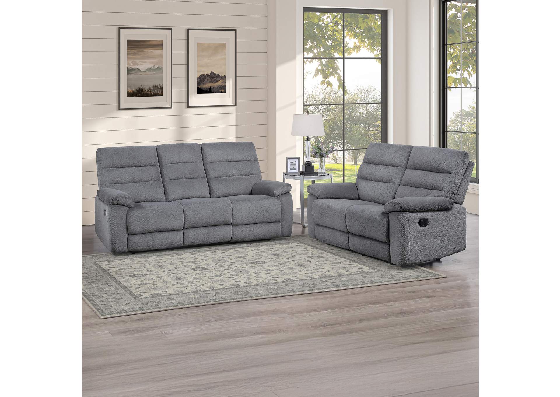 Cozy Gray 2-Piece Reclining Living Room Set image 1