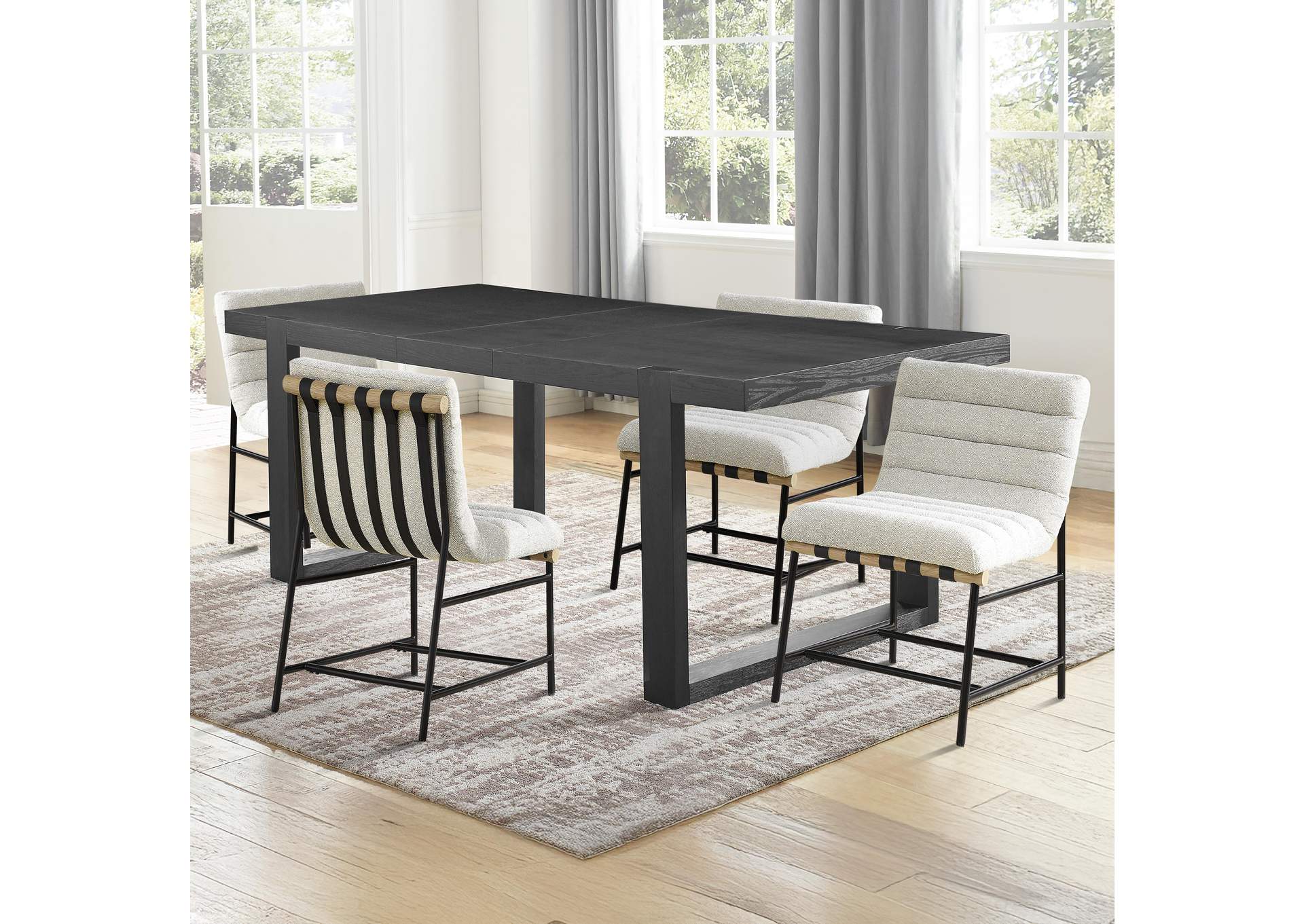 Yves Beige 5-Piece Dining Table Set with Nicco Chairs image 1