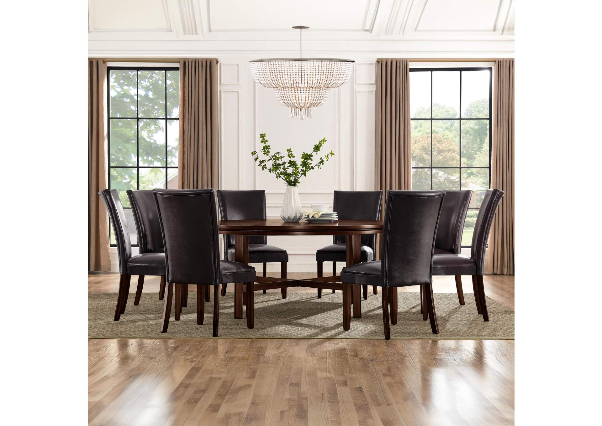 Hartford 72In Dining Set 9 Piece with Brown Chairs image 1