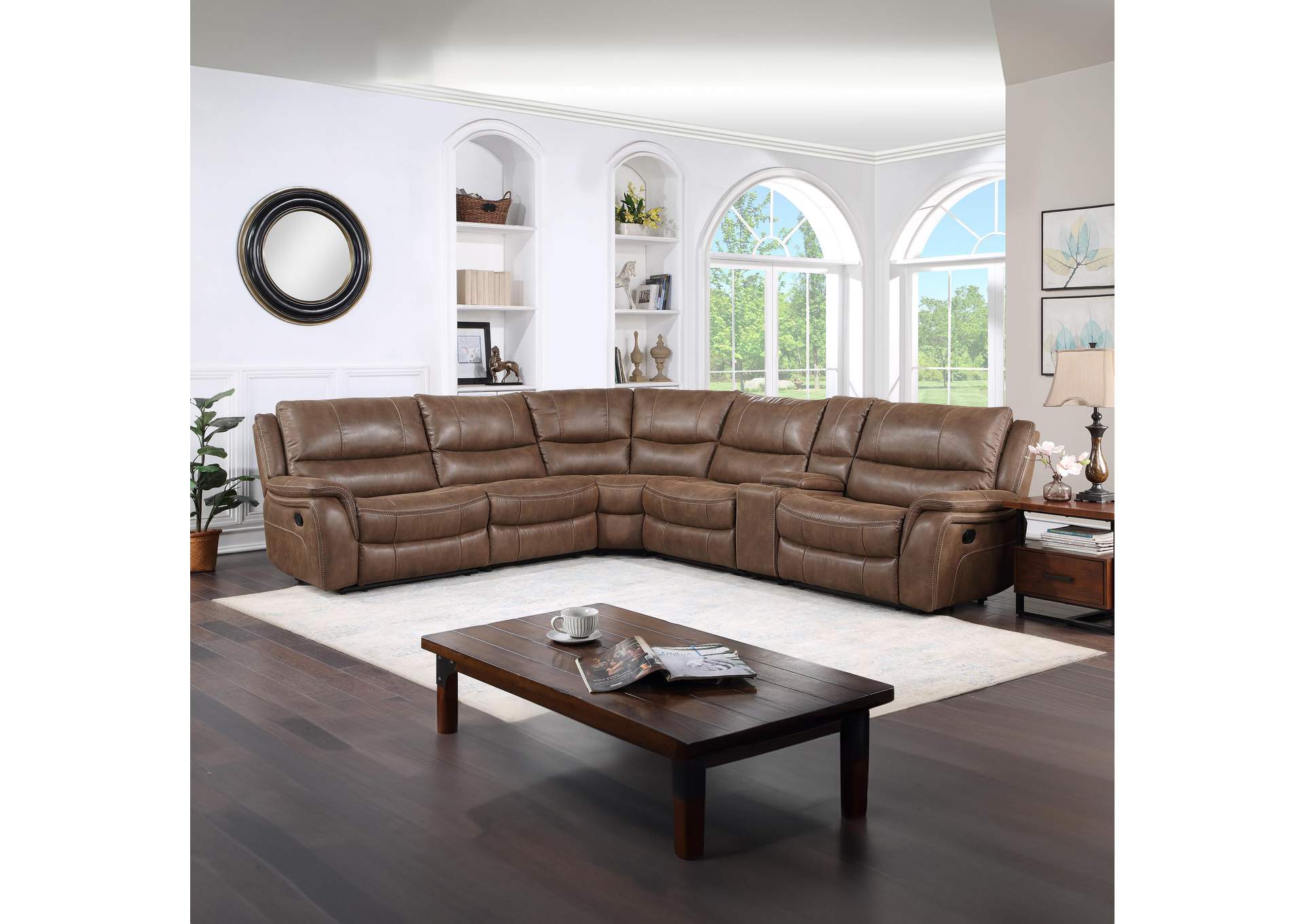 Lehi Brown 6-Piece Power Reclining Sectional image 1