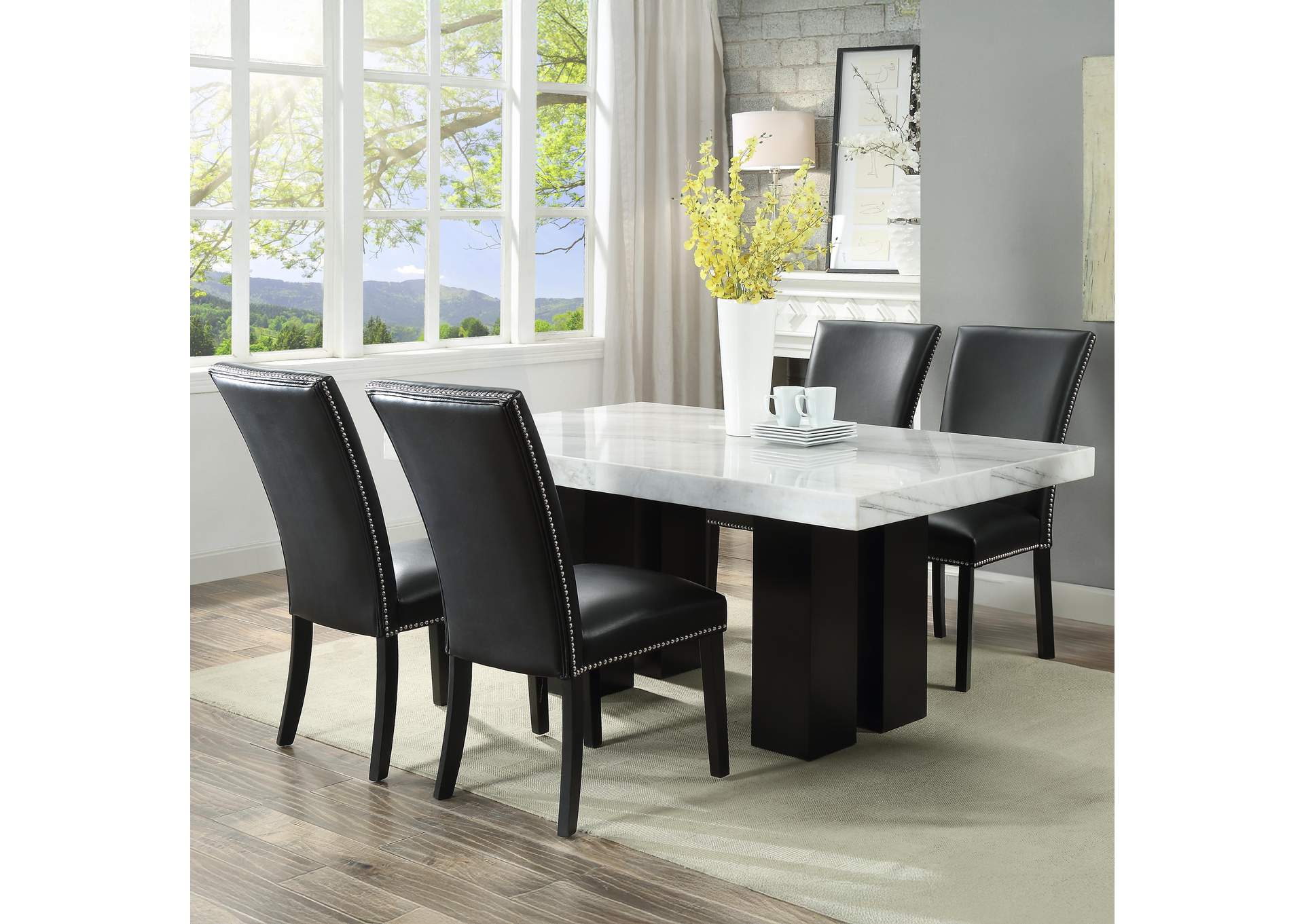 Camila 5-Piece Rectangle Dining Set Black Chair image 1