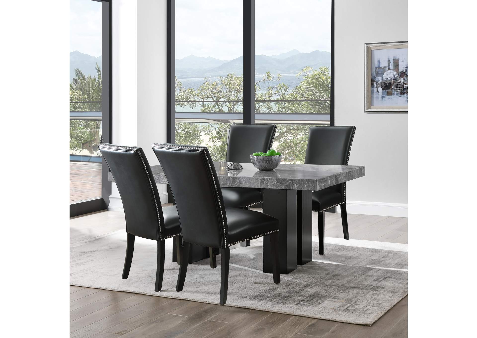 Camila 5-Piece Rectangle Dining Set Black Chair image 1