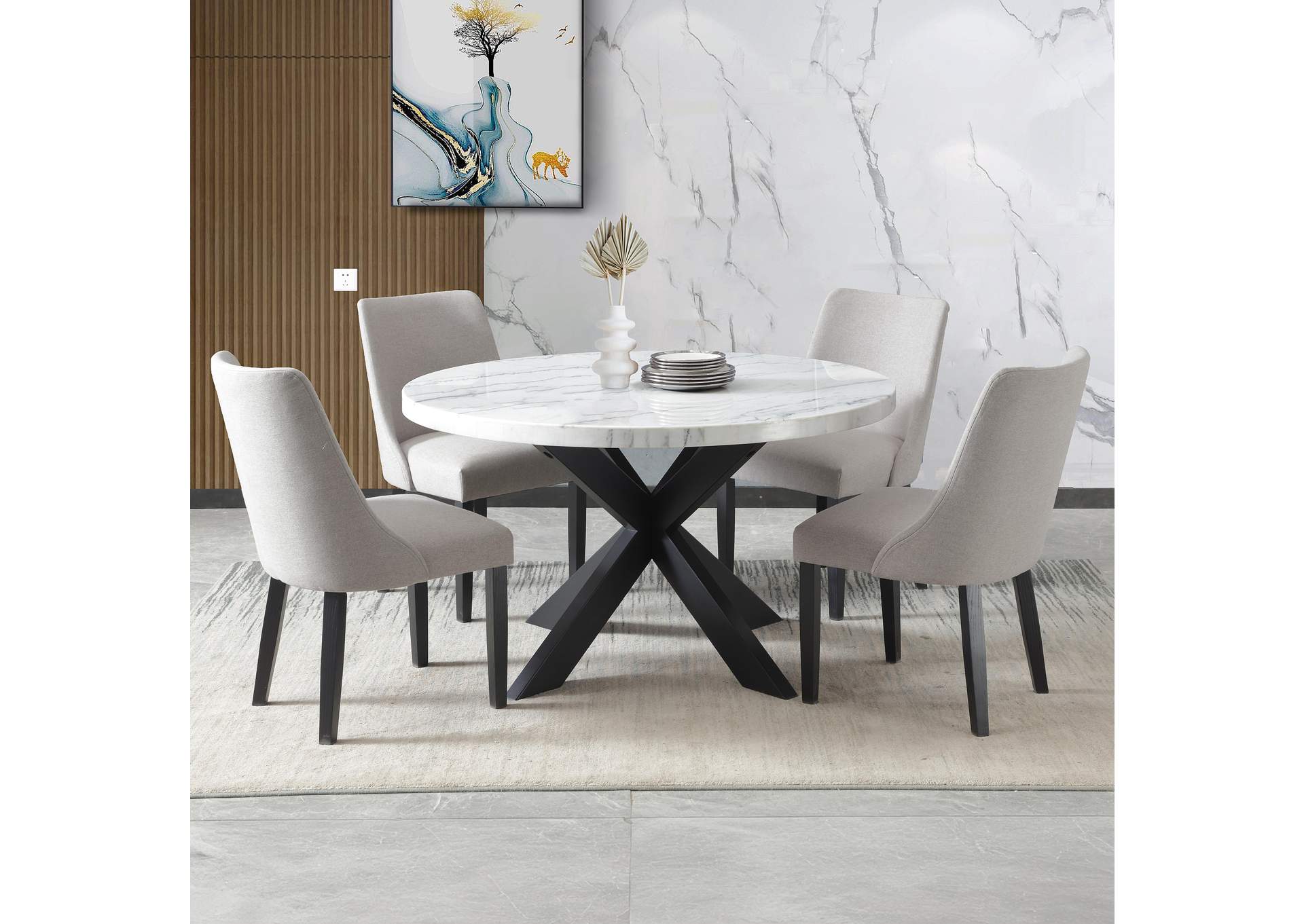 Xena White Round Marble Dining Table image 1