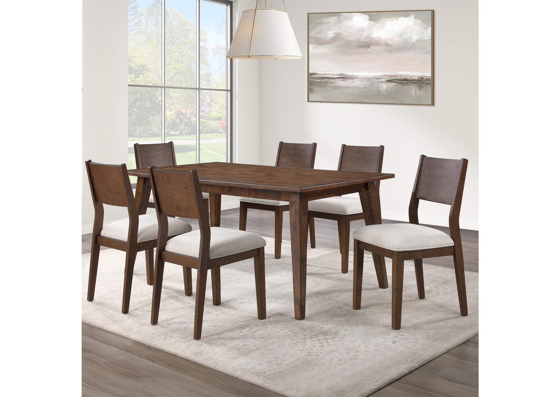 Canton 72" Solid Wood Dining Table, 6 Side Chairs image 1
