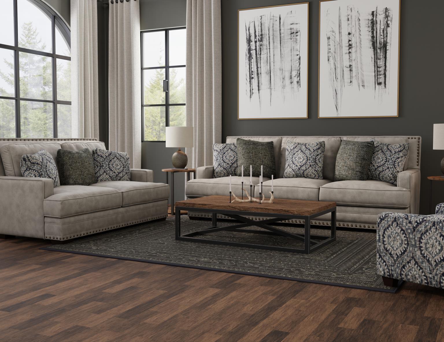 LINEN SOFA AND LOVESEAT image 1