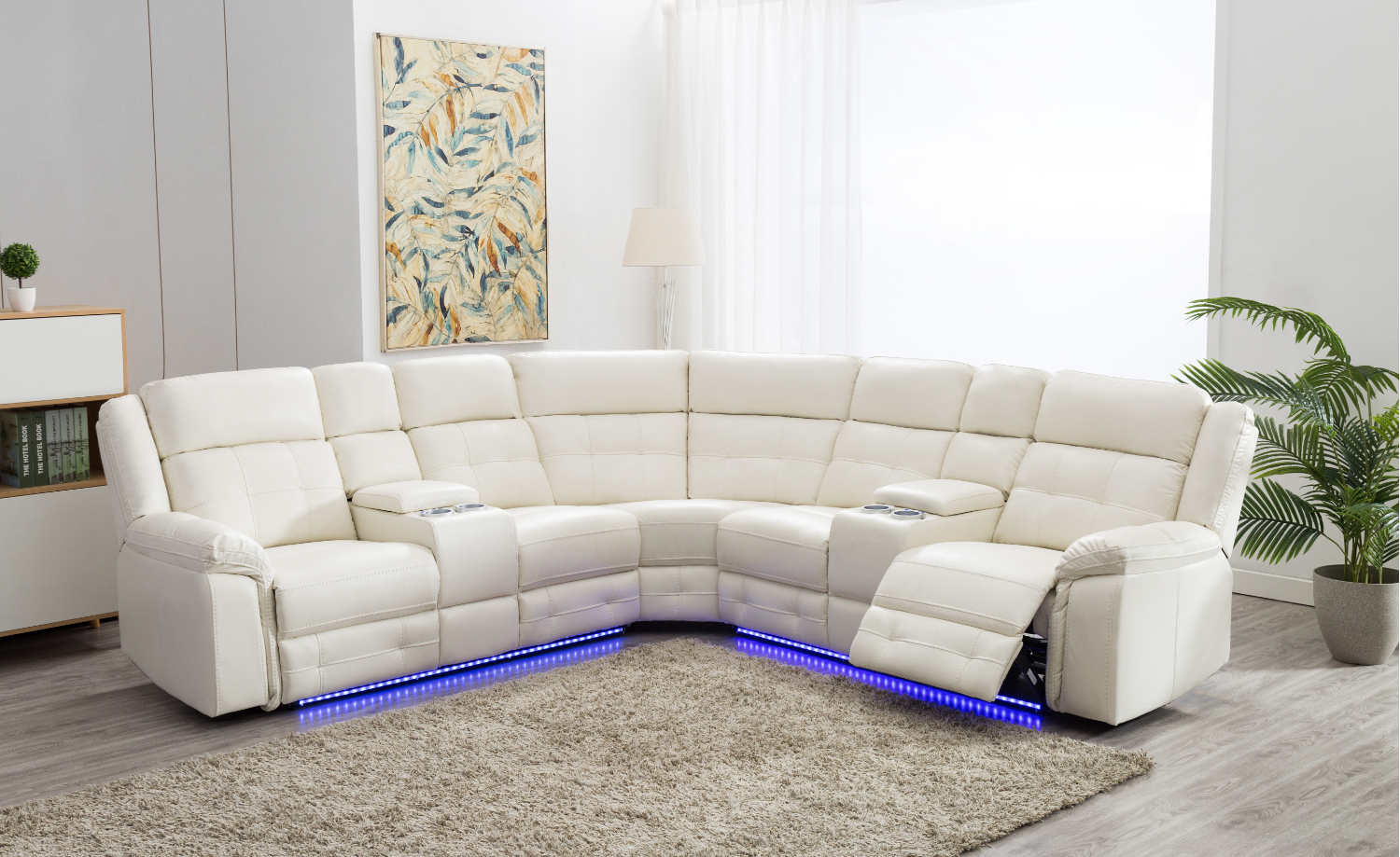 WHITE 3 PC POWER RECLINING SECTIONAL image 1