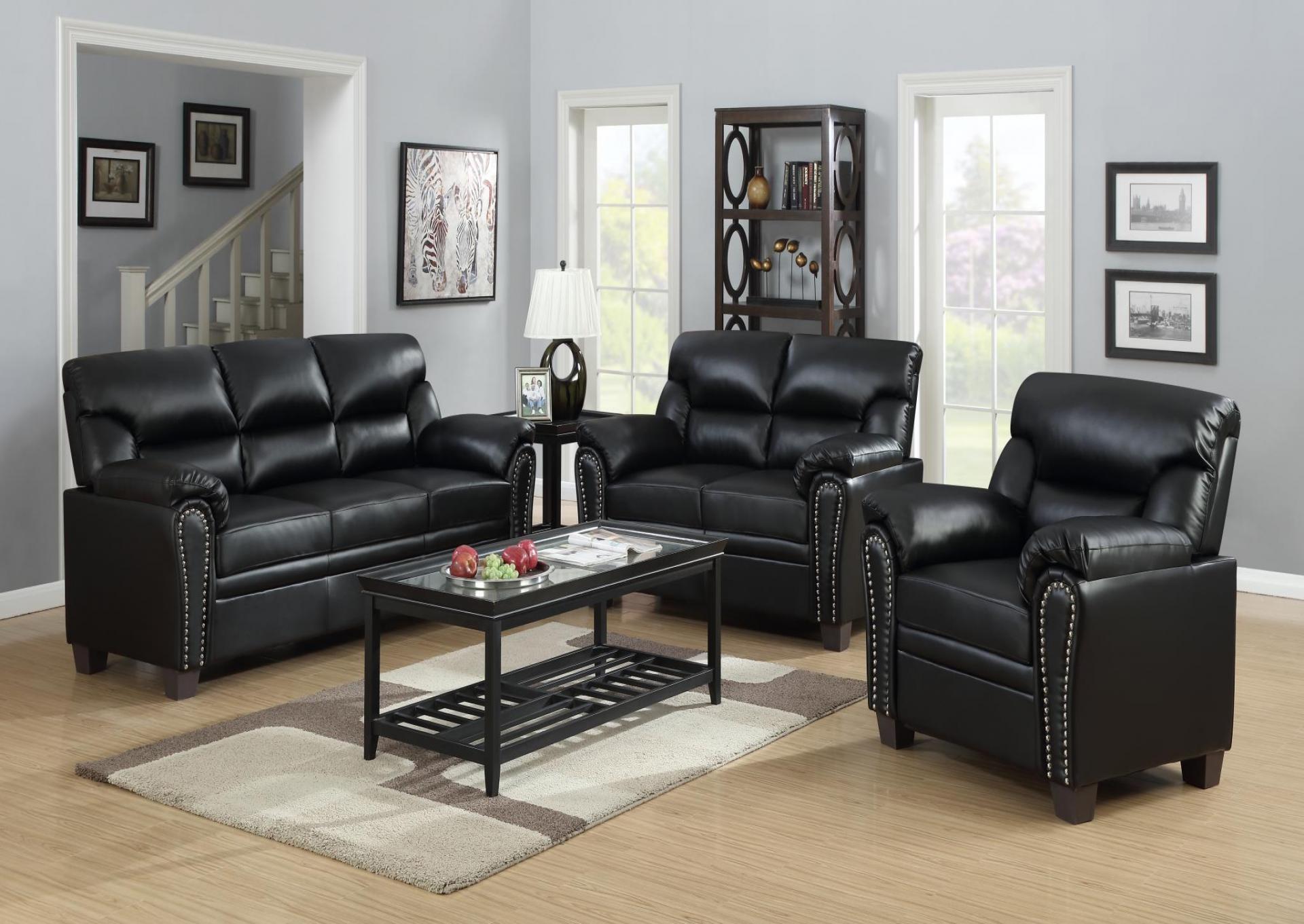 BLACK CHAIR W/NAILHEAD image 1