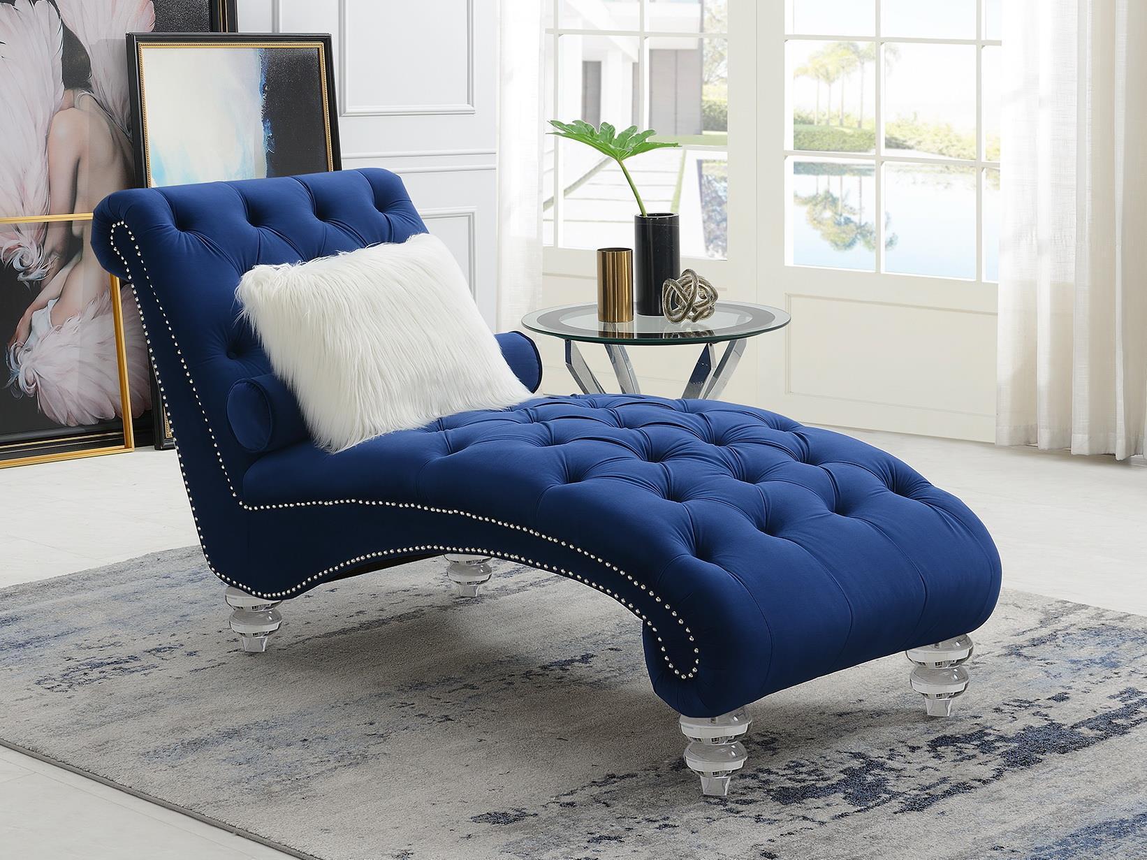 NAVY CHAISE W/ACRYLIC LEGS  image 1