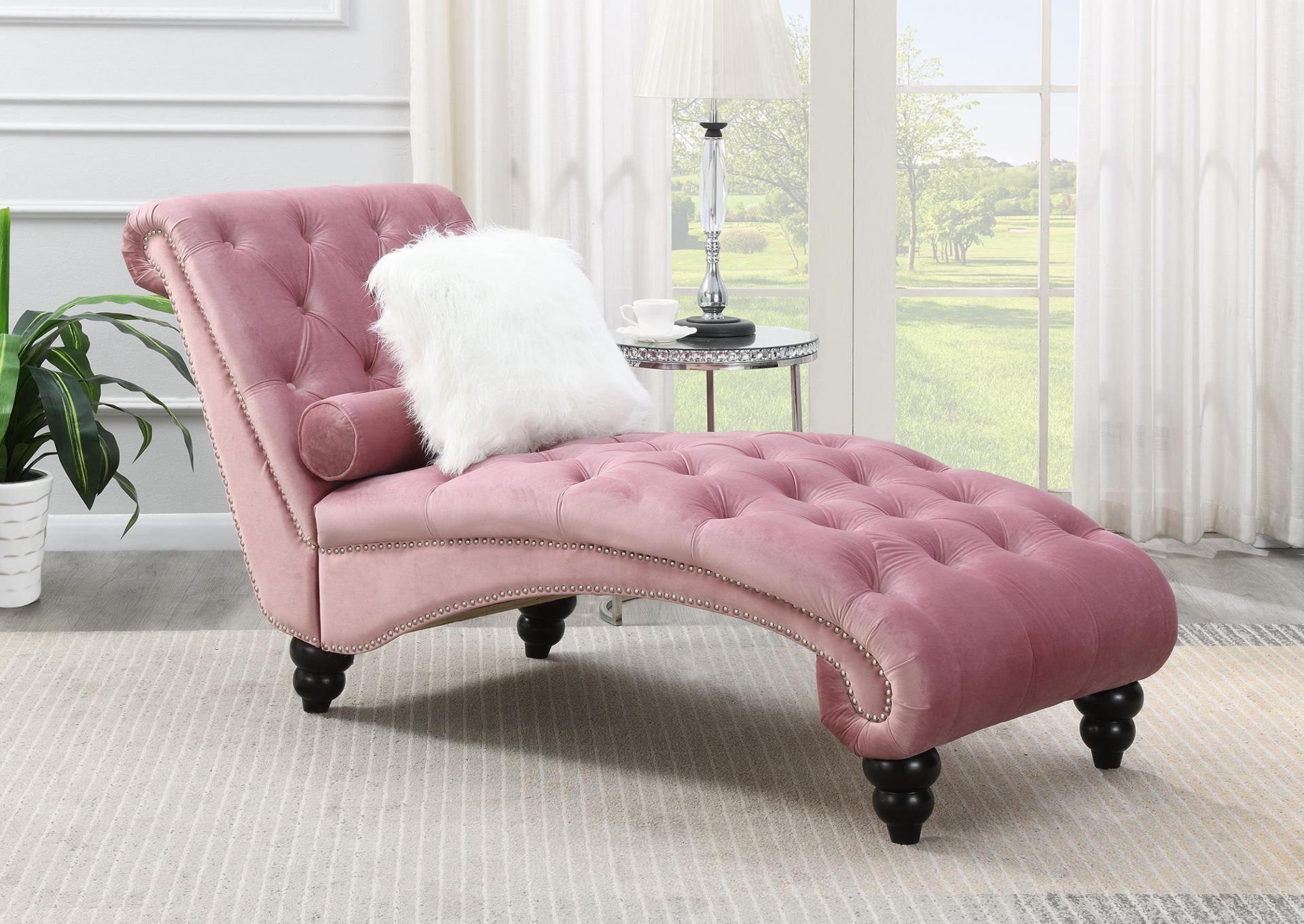  PINK CHAISE W/WOODEN LEGS  image 1