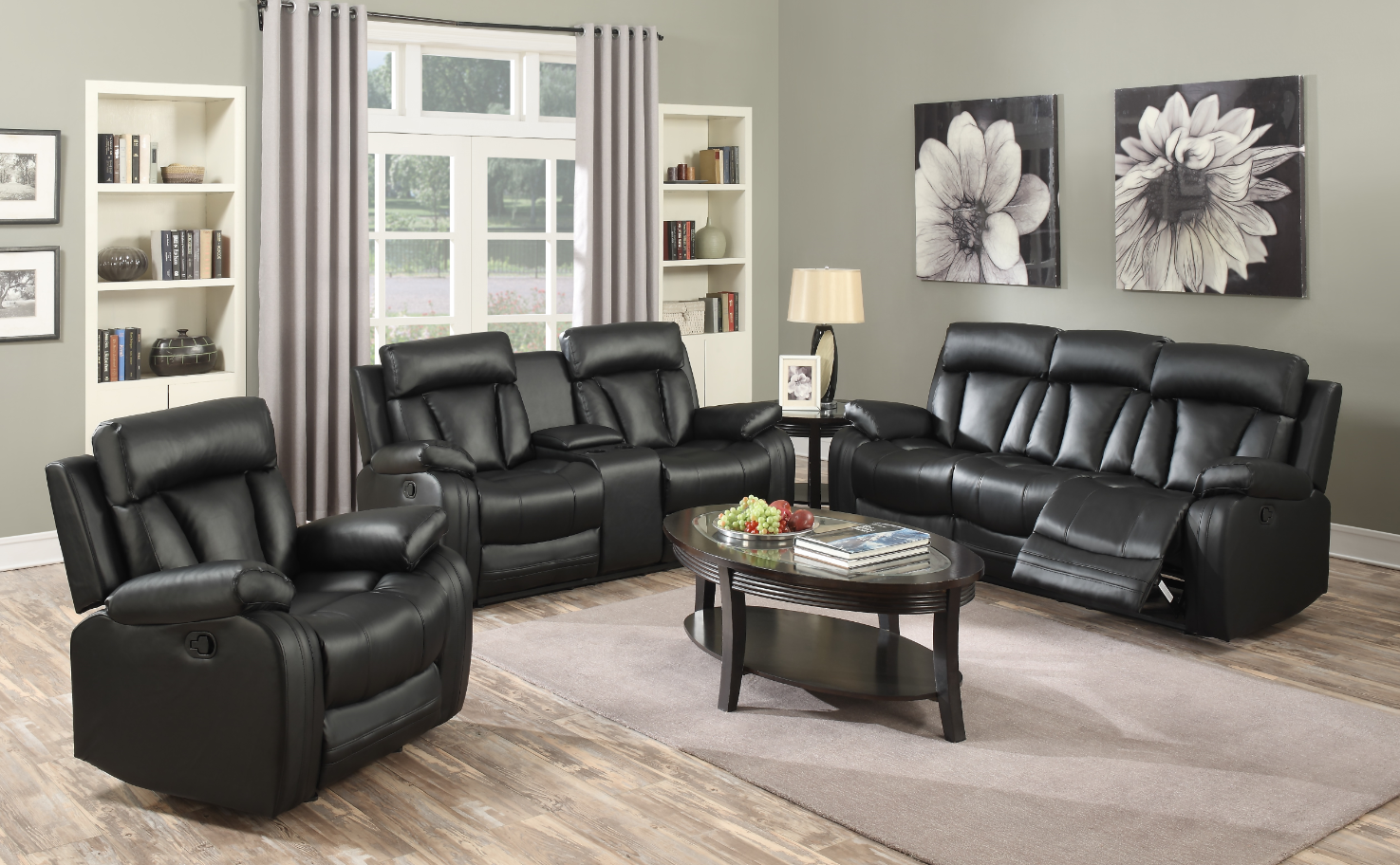 BLACK MOTION LOVESEAT W/CONSOLE image 1