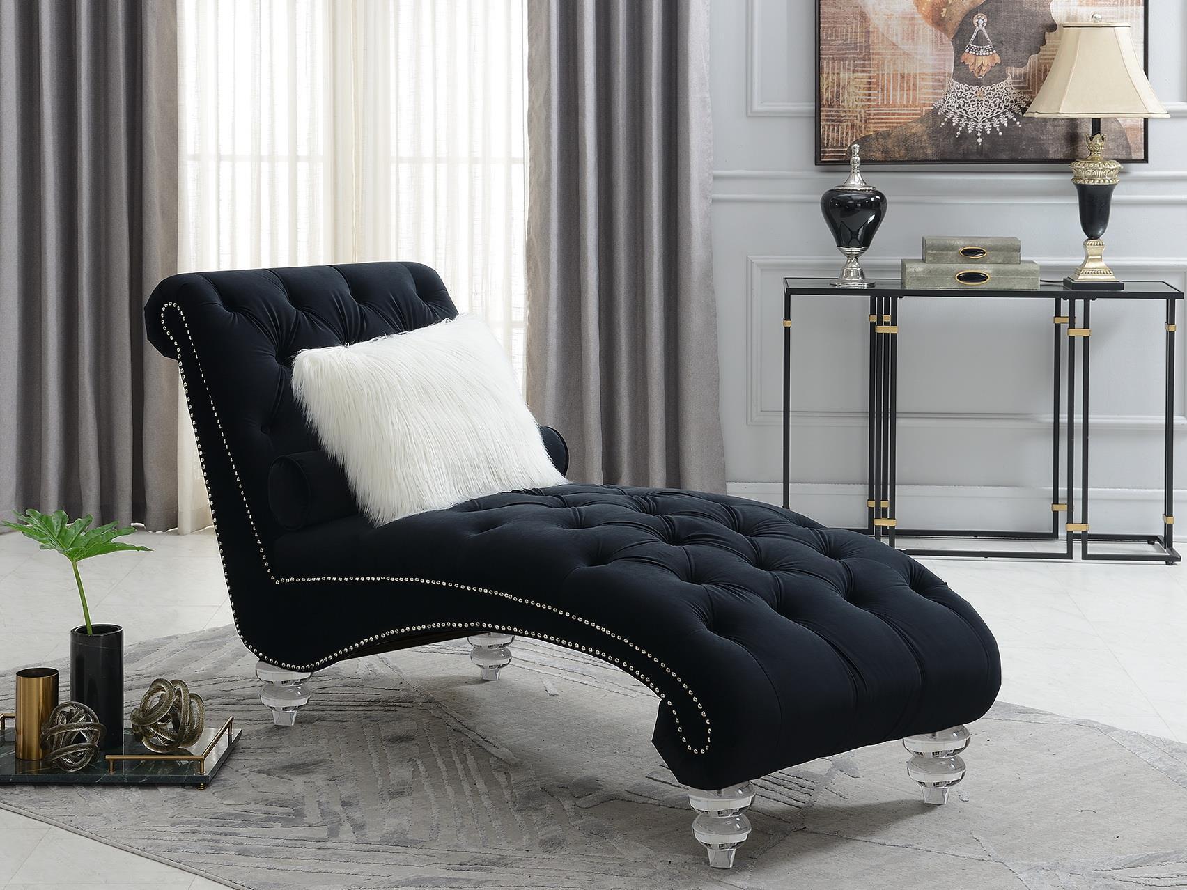  BLACK CHAISE W/ACRYLIC LEGS image 1