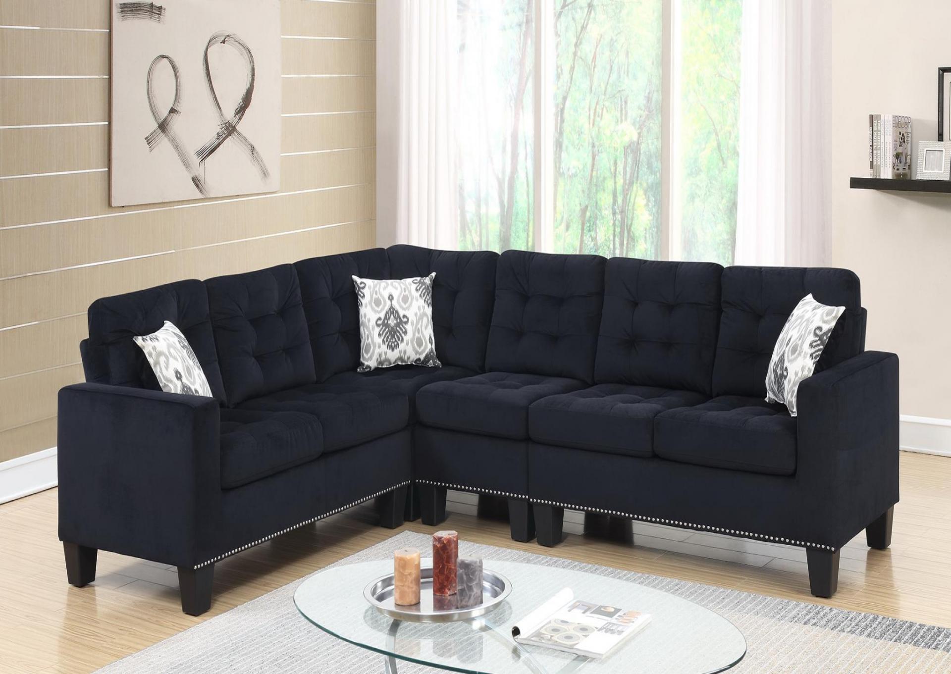 BLACK VELVET 4 PC SECTIONAL image 1